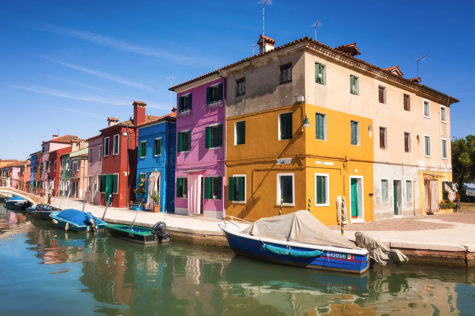 Colorful Burano Canal Venice Italy