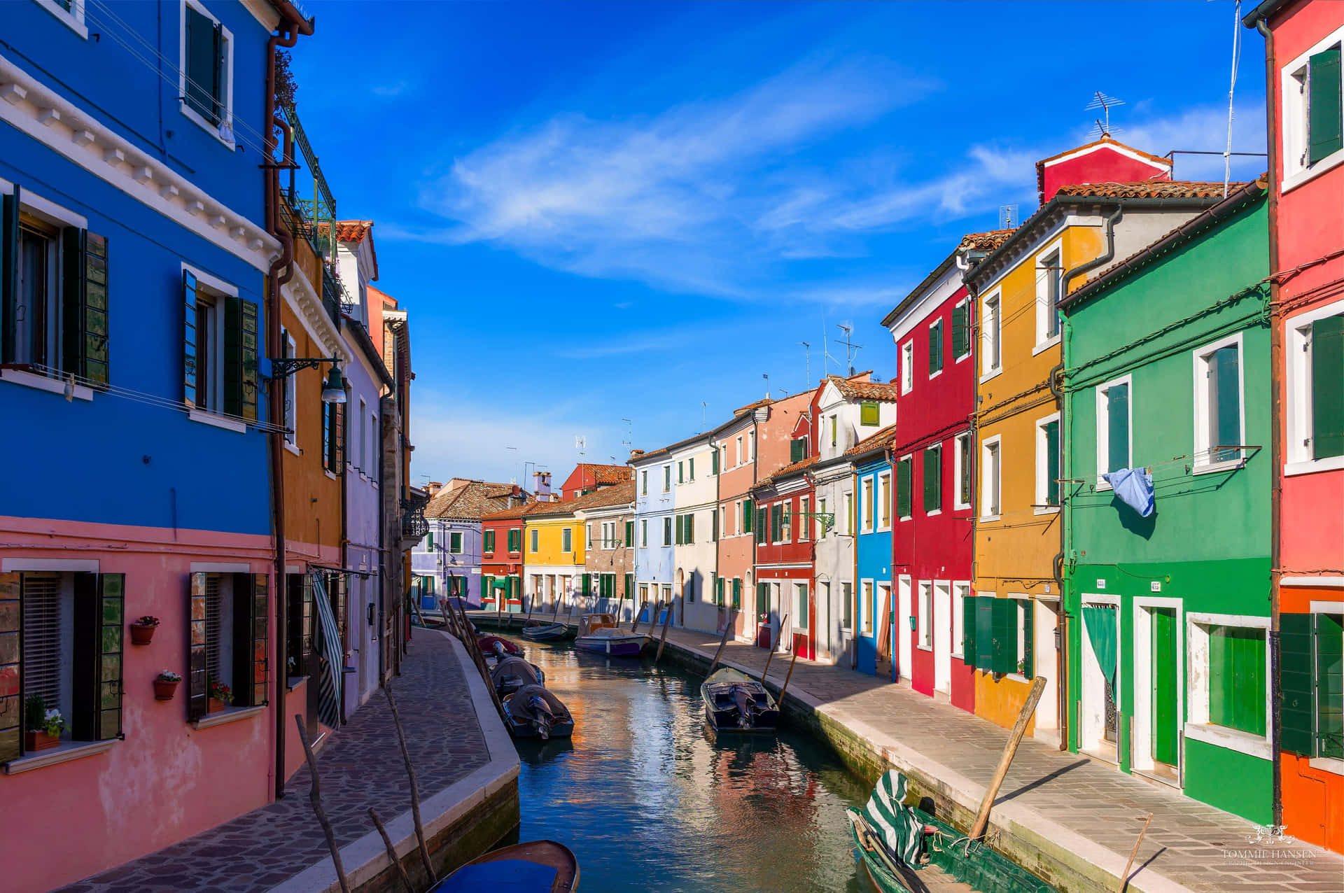 Colorful Burano Canal Venice Italy