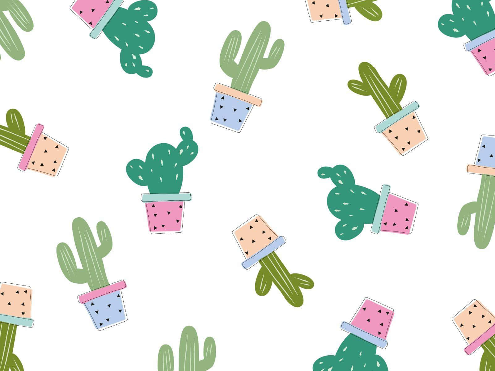 Colorful Cactus Pattern Desktop Wallpaper Background