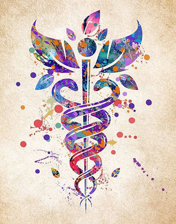 Colorful Caduceus Medical Symbol Background