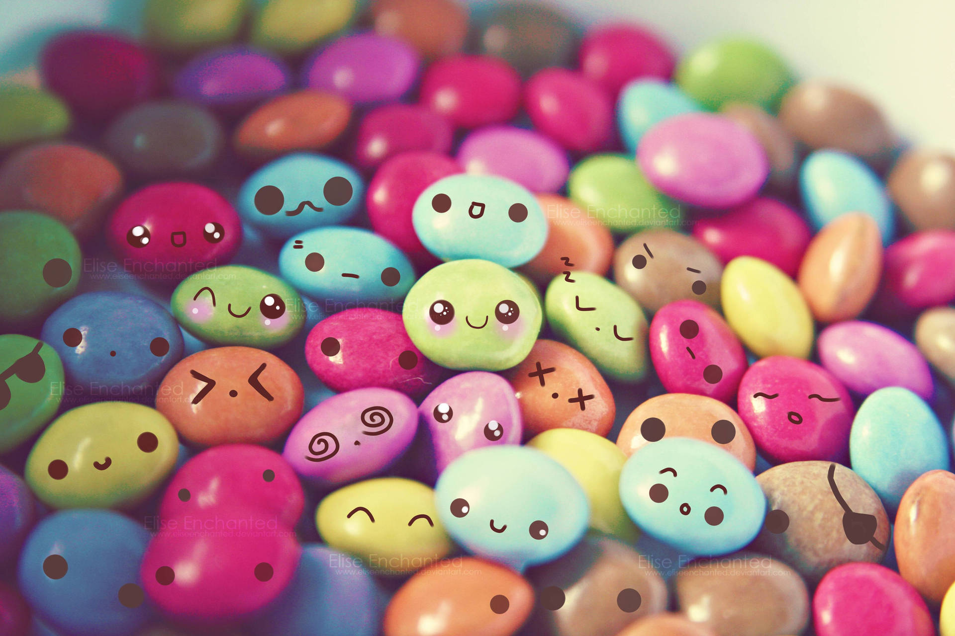 Colorful Candies With Faces Cute Computer