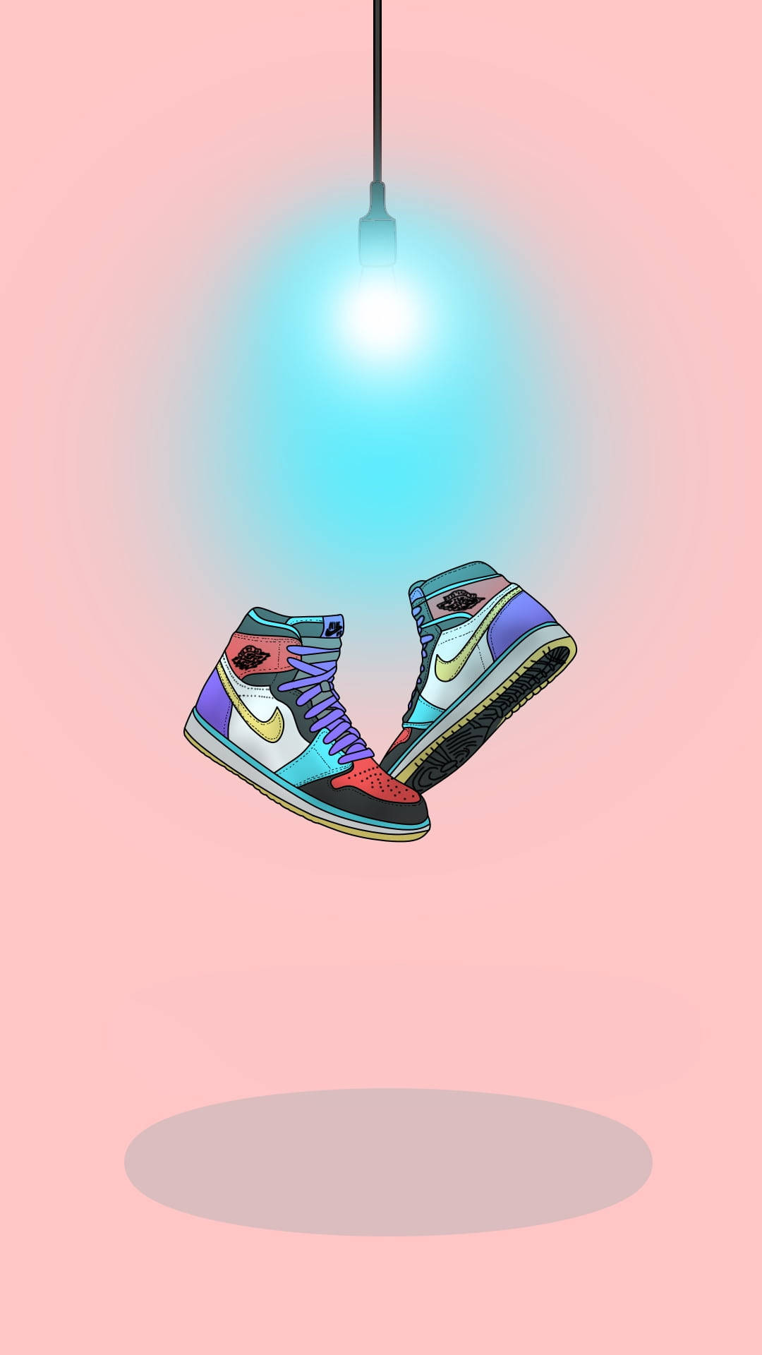 Colorful Cartoon Nike Shoes Light Background