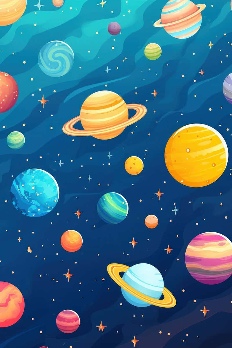 Colorful Cartoon Space Scene Background