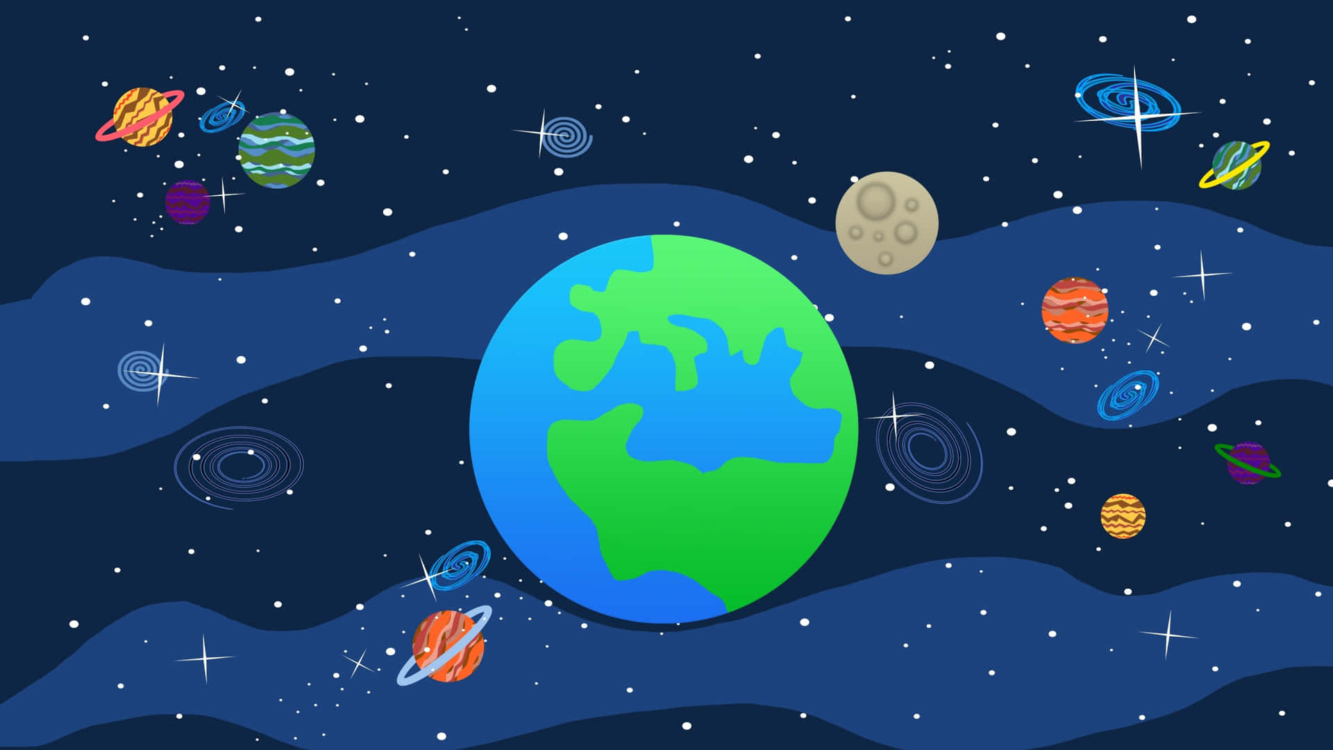 Colorful Cartoon Space Scene Background
