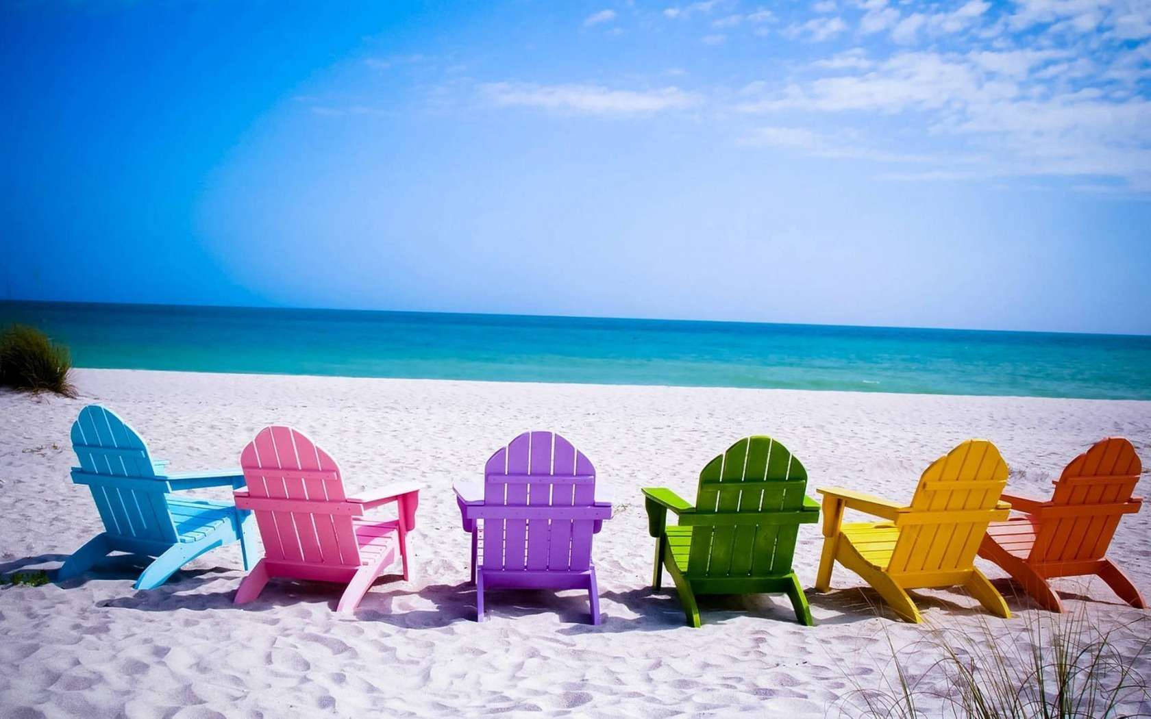 Colorful Chairs Beach Desktop Background