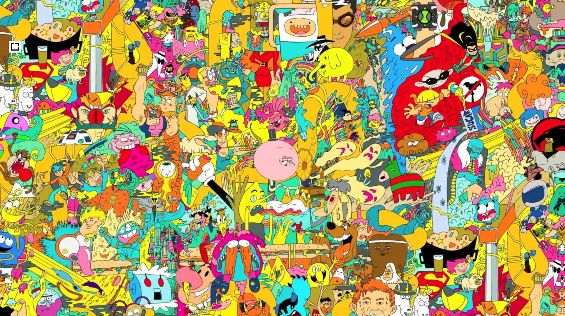 Colorful Chaotic Cartoon Network Characters Background