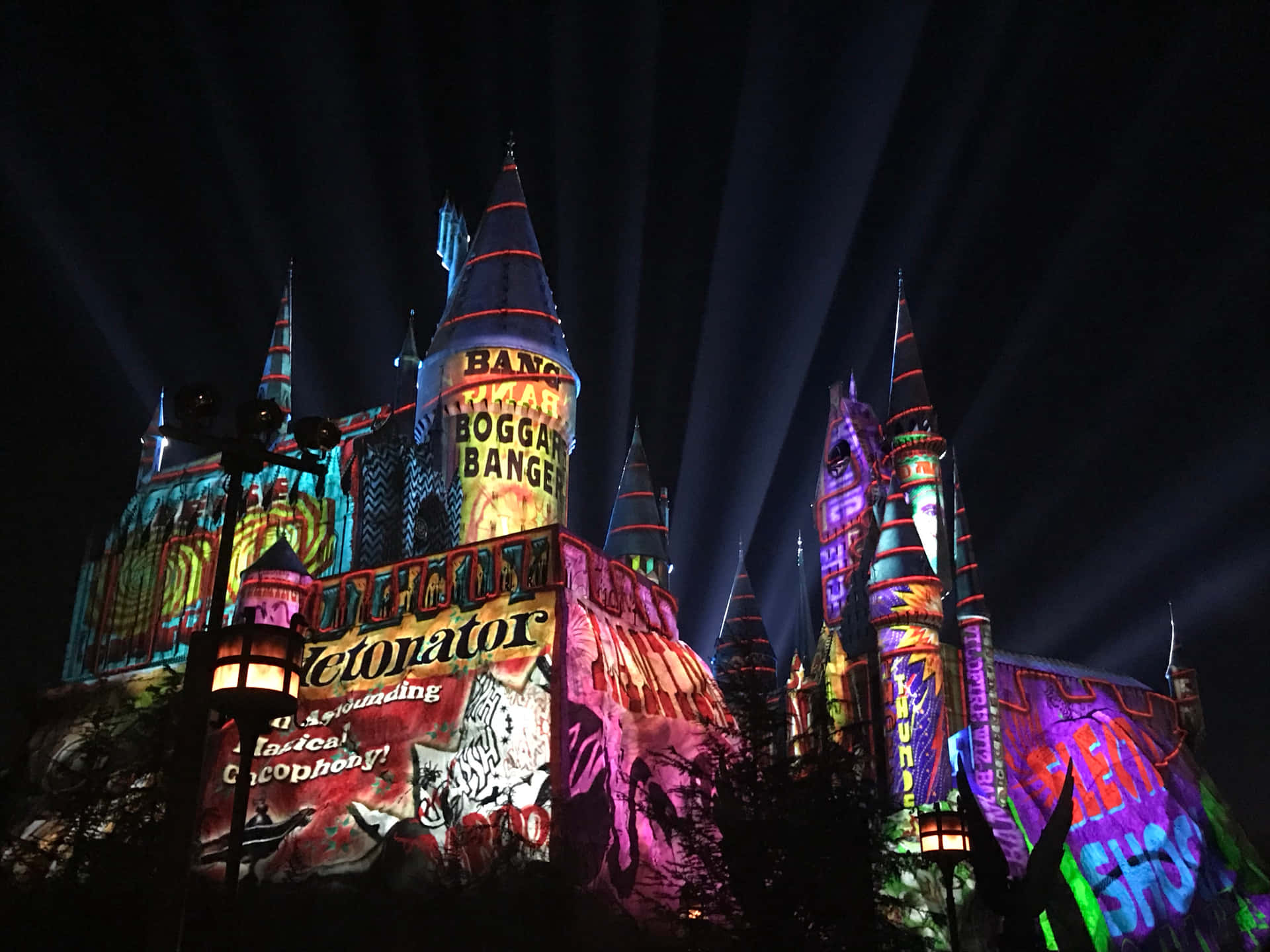 Colorful Christmas At Hogwarts Background