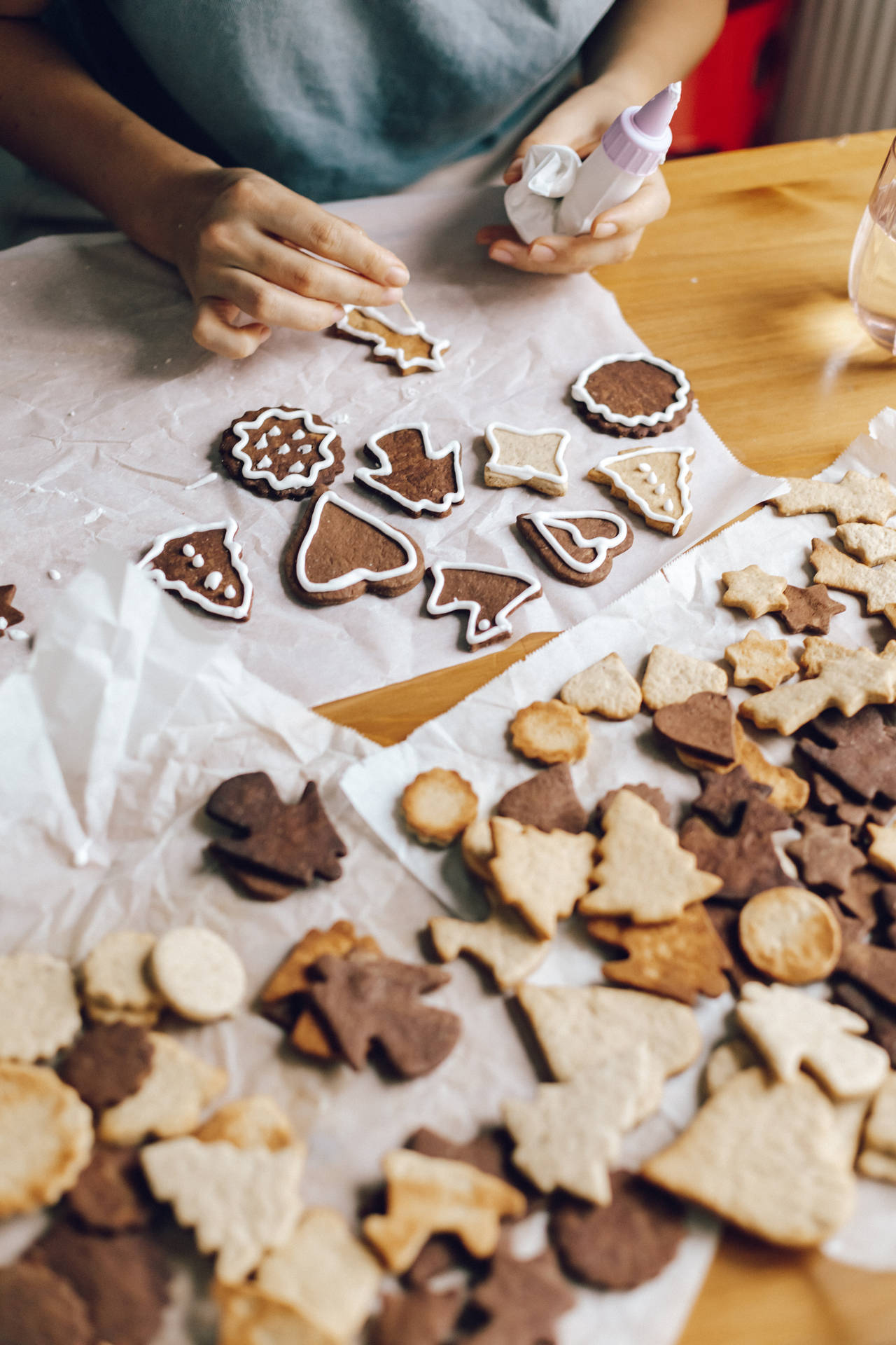 Colorful Christmas Cookies Preparation Background