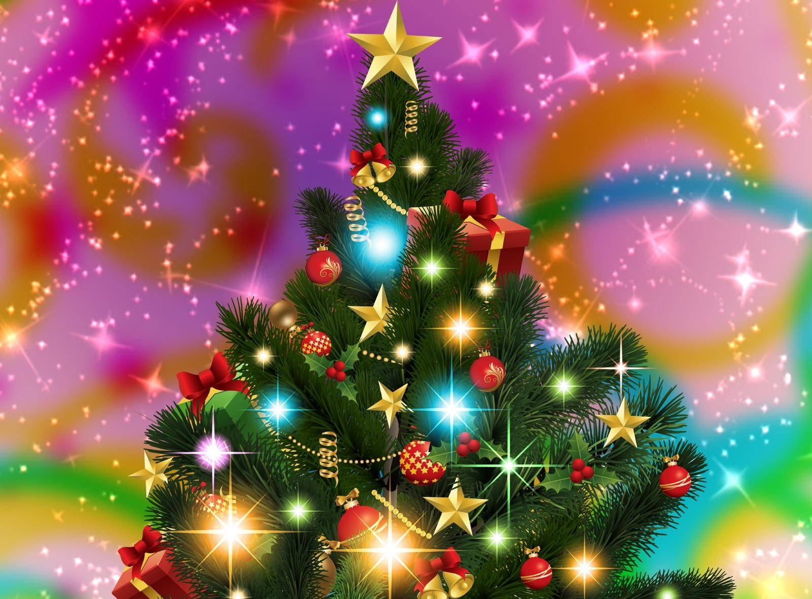 Colorful Christmas Tree Holiday Digital Art Background