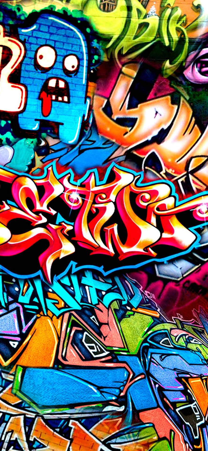 Colorful Classic Wall Graffiti Iphone Background