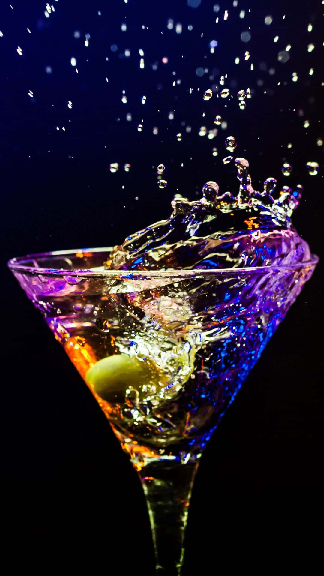 Colorful Cocktail Splashin Martini Glass Background