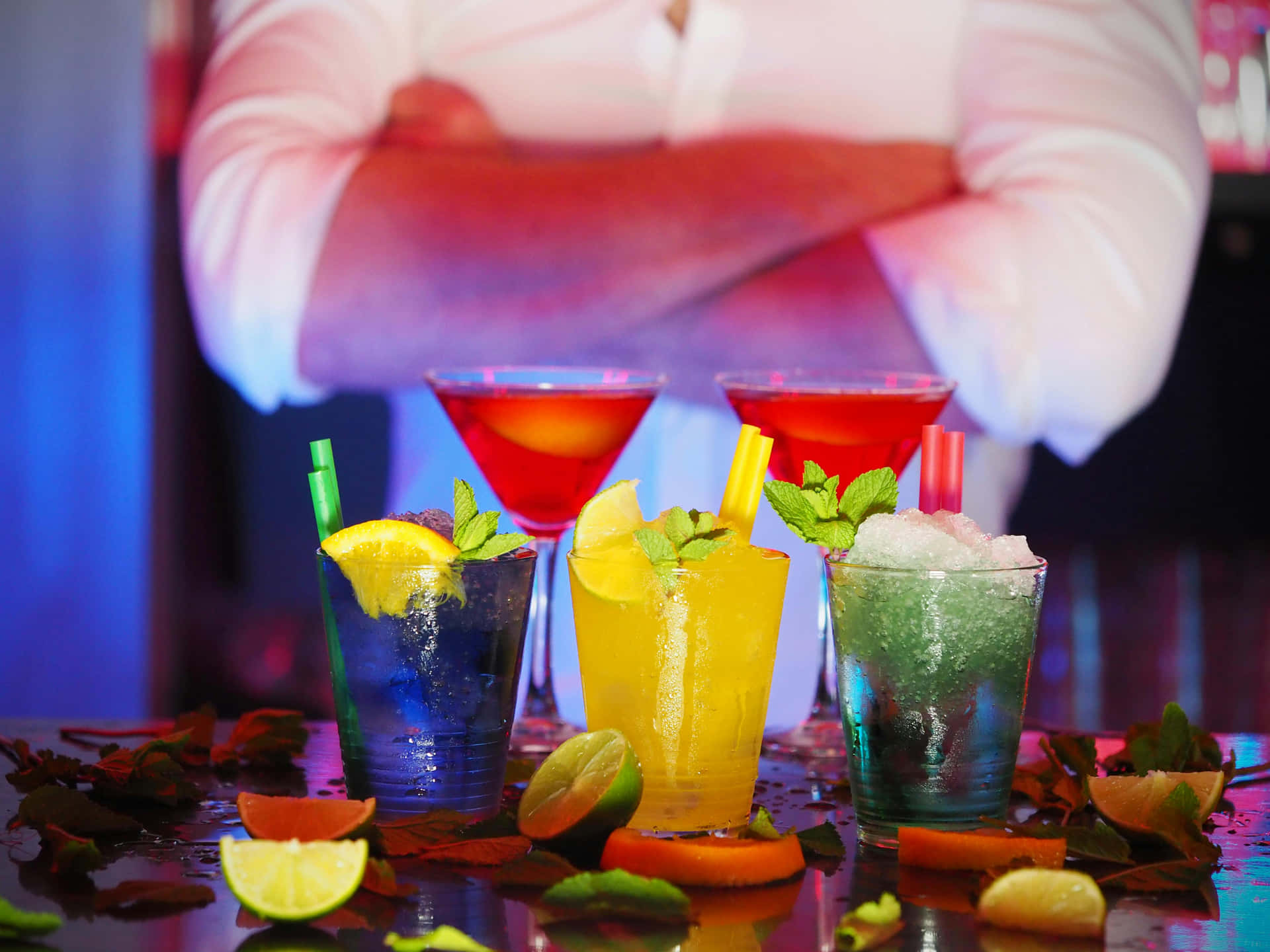 Colorful Cocktailsat Bar Background