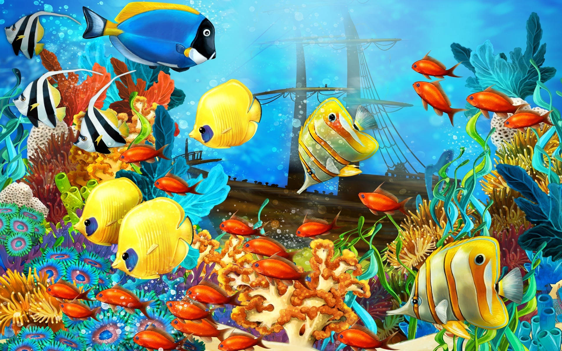 Colorful Cool Fishes Background