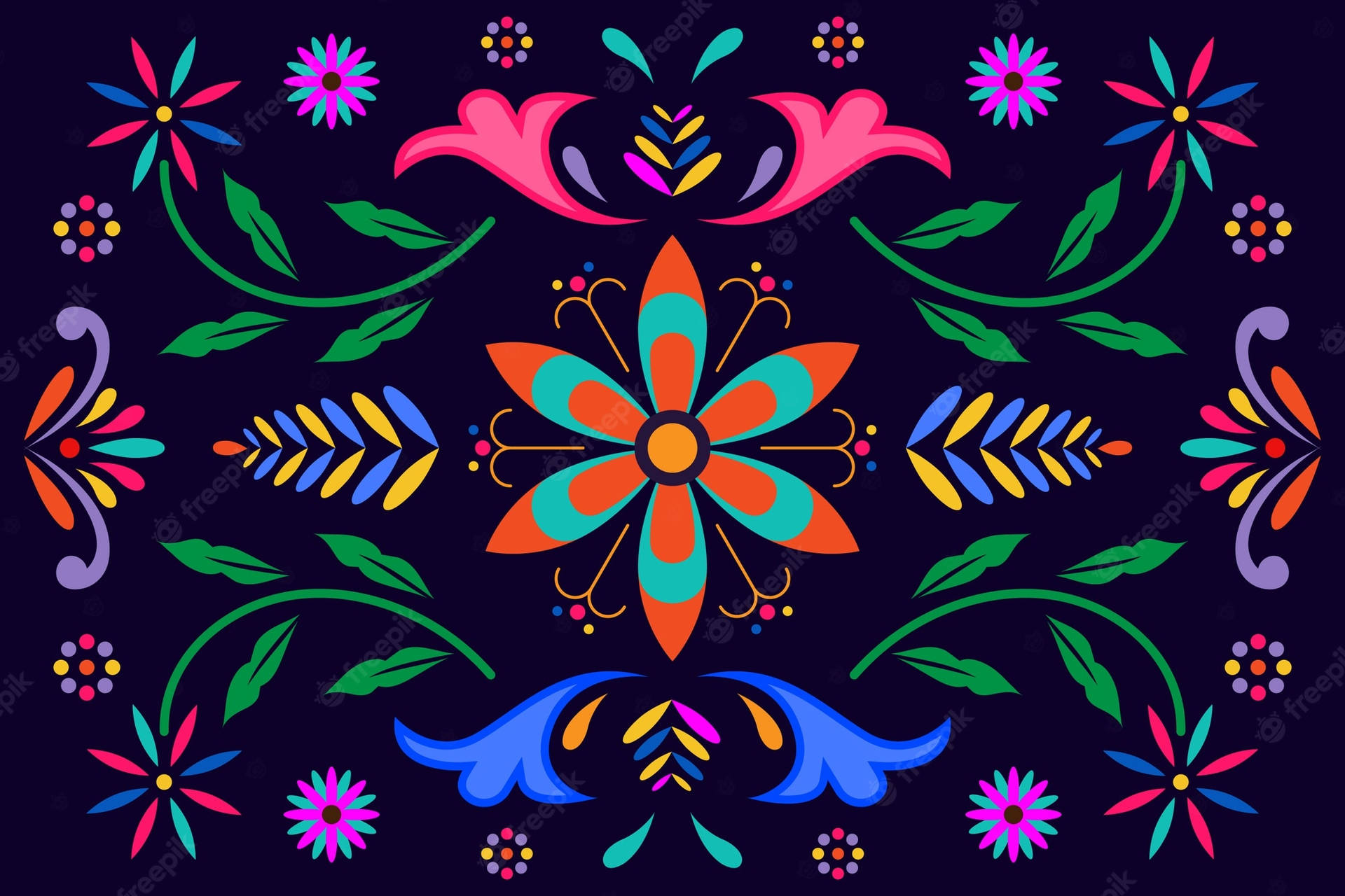 Colorful Cool Mexican Vector Art Background