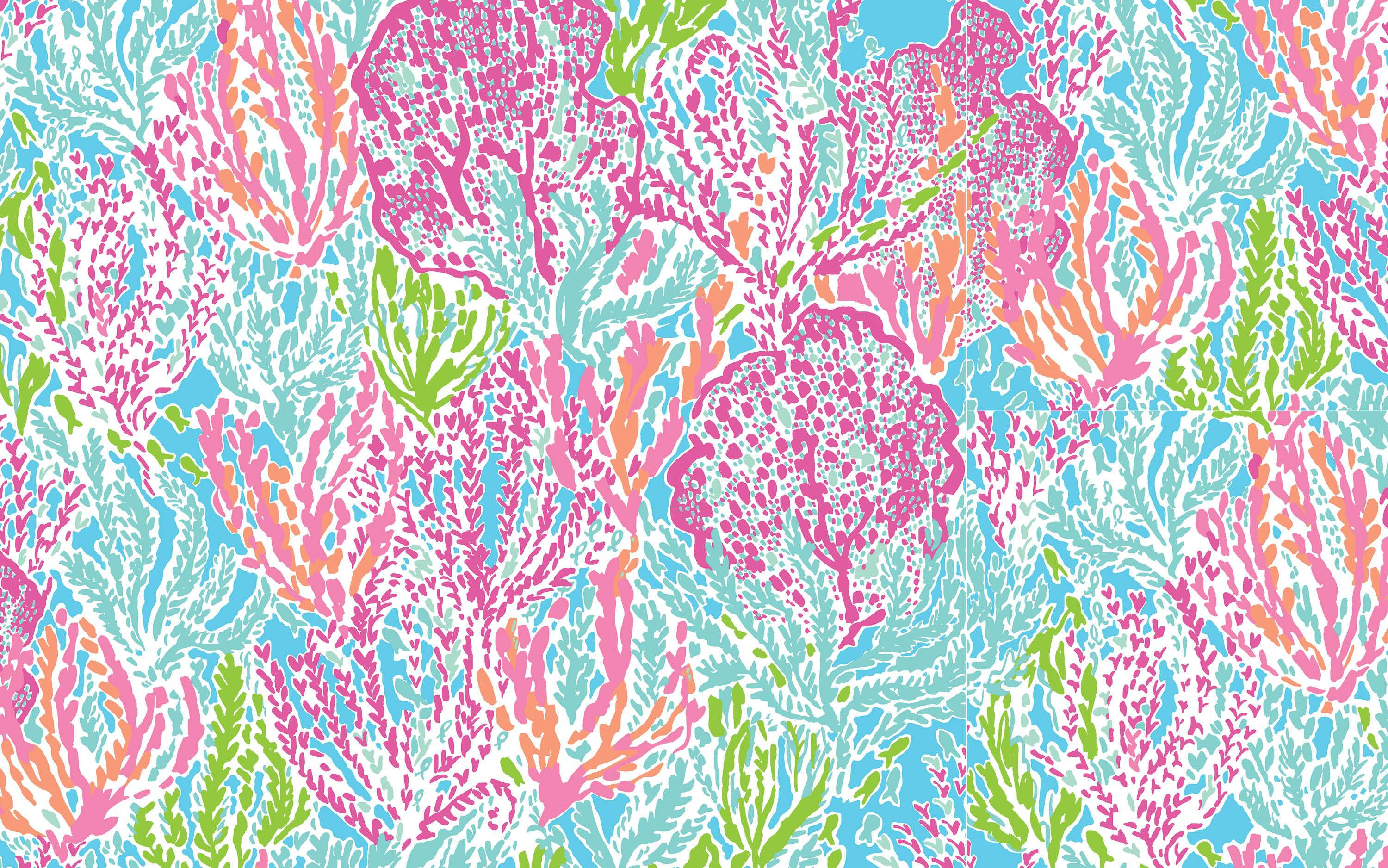 Colorful Corals Lilly Pulitzer Desktop Background