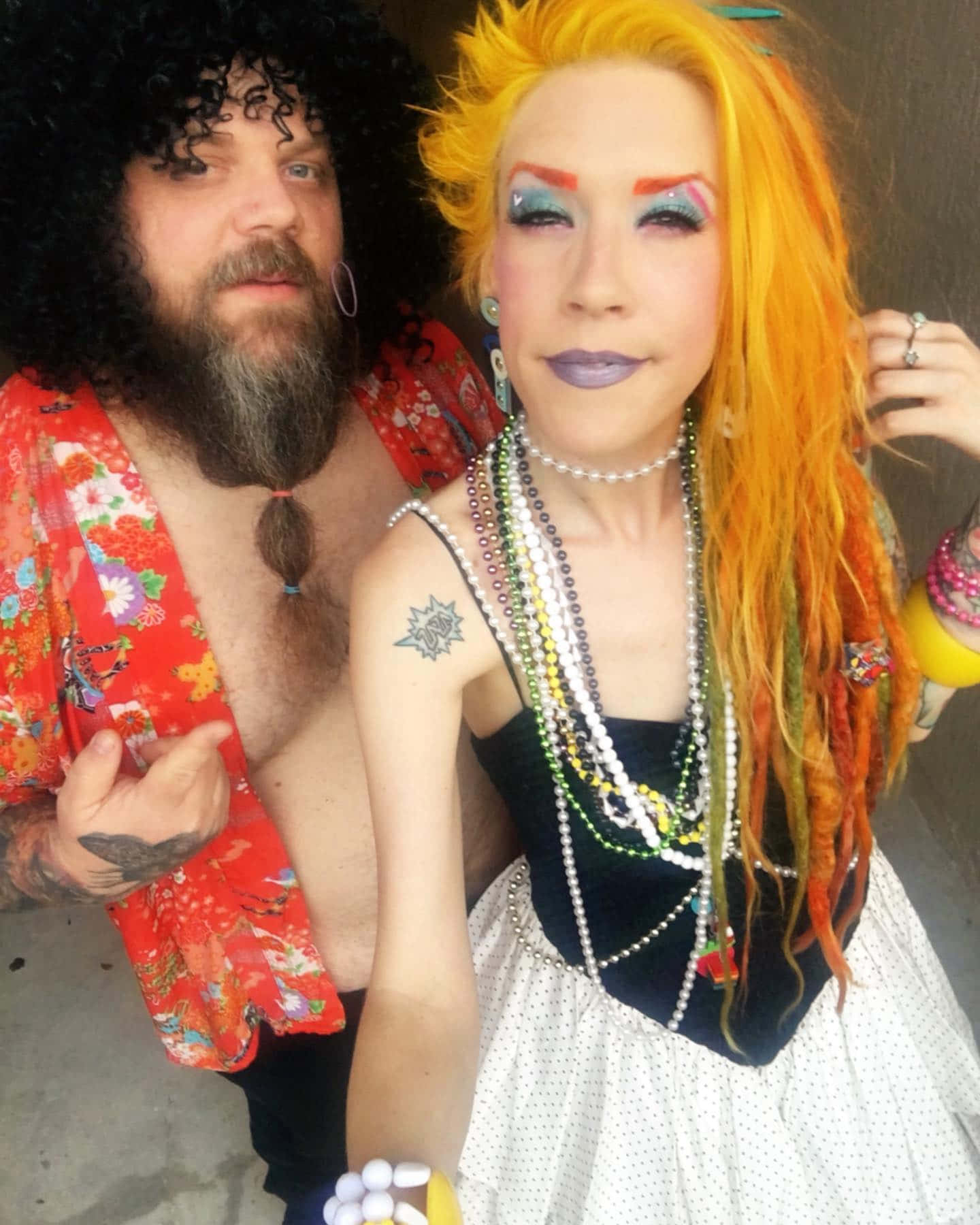 Colorful_ Couple_ Costume_ Party Background