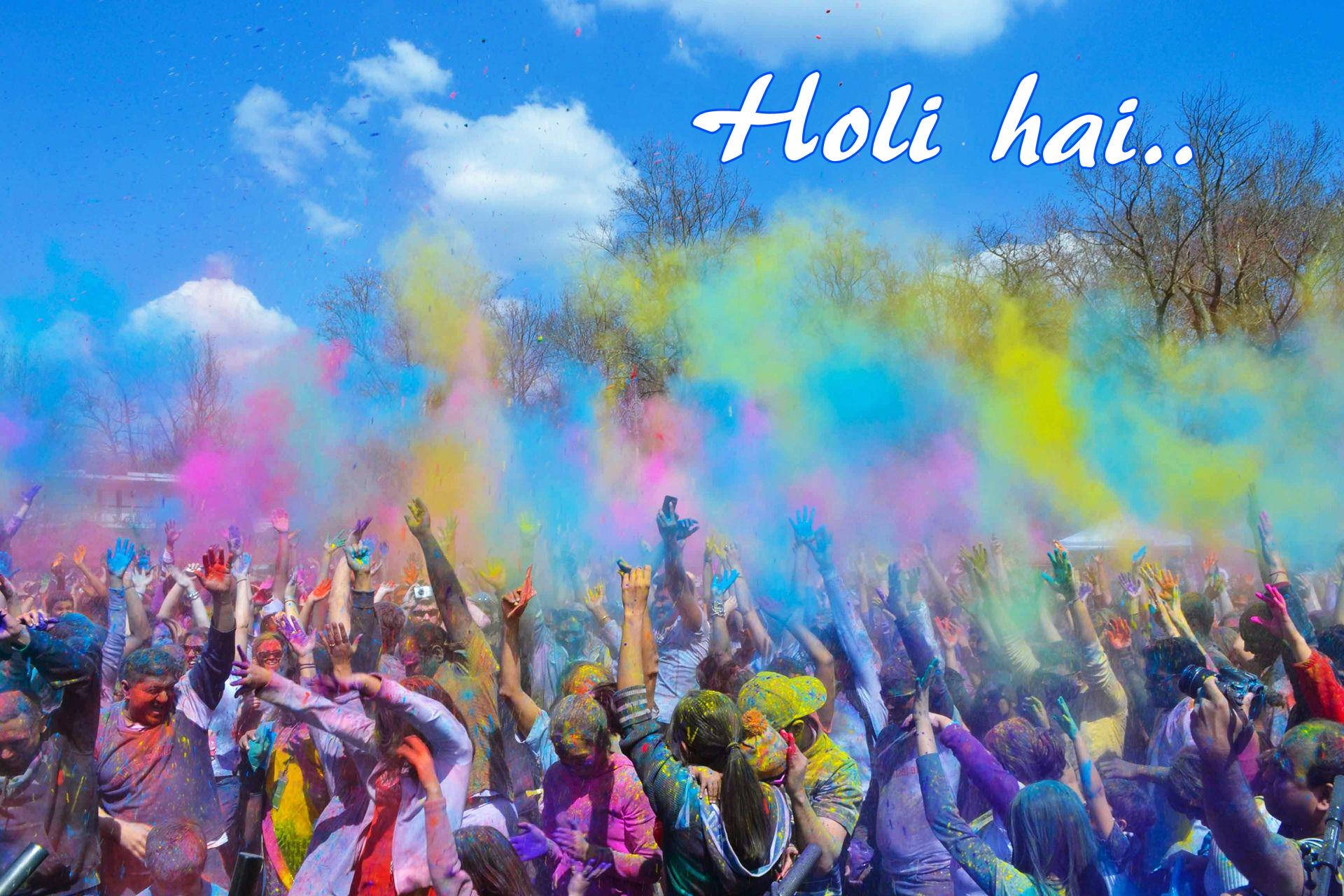Colorful Crowd Happy Holi Hd Background
