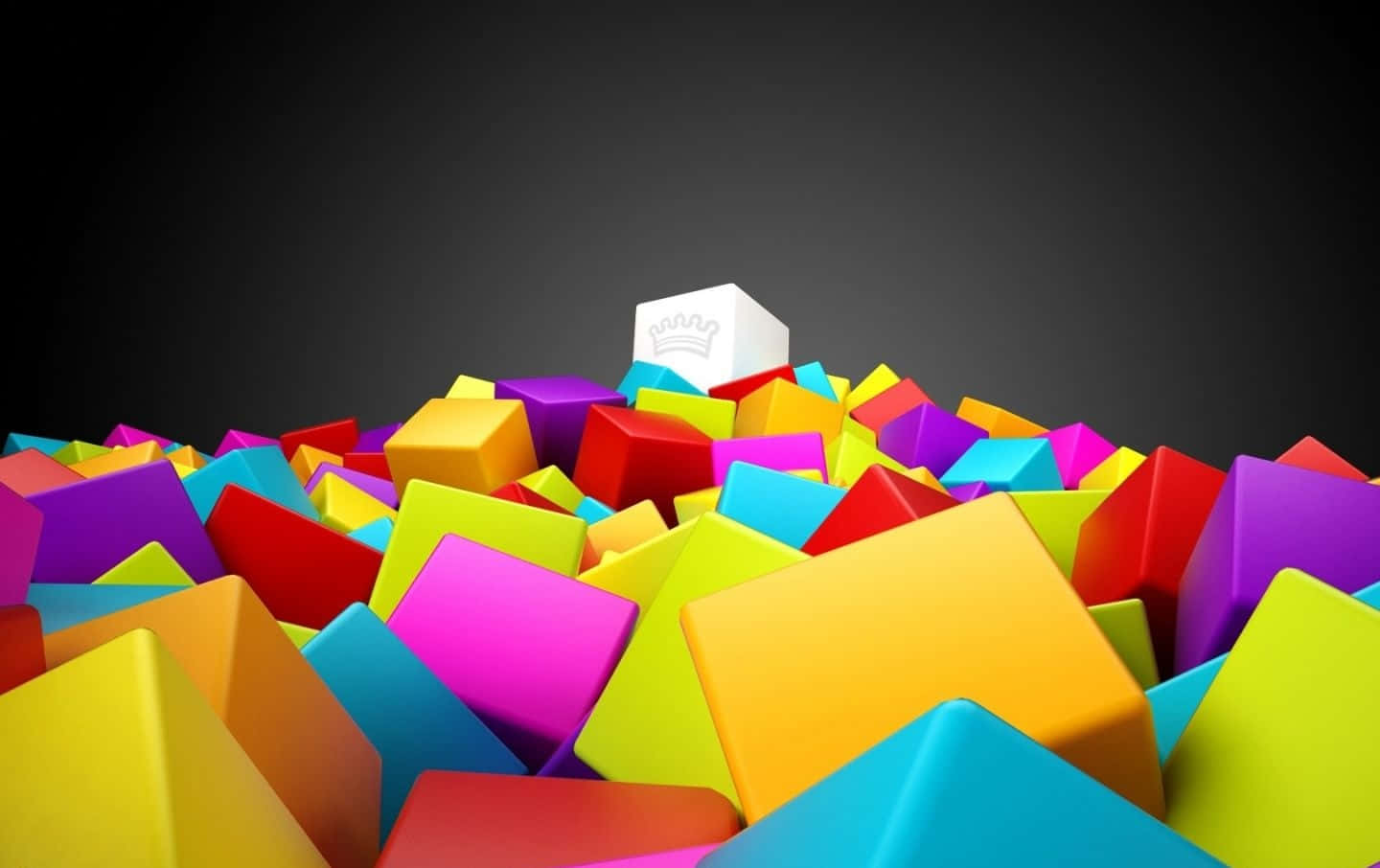 Colorful Cubes In A Pile With A White House Background