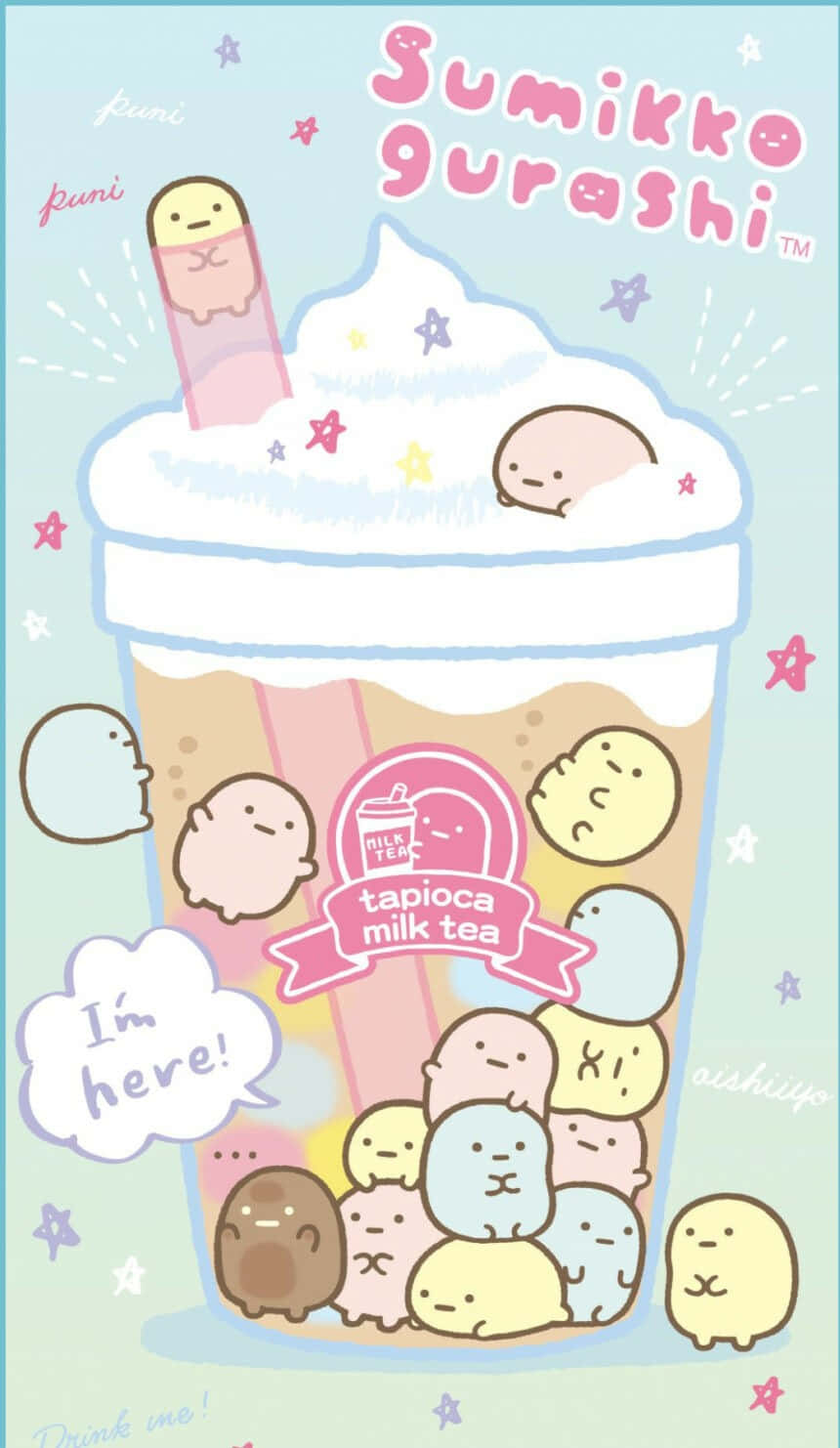 Colorful Cute Boba With Whipped Cream