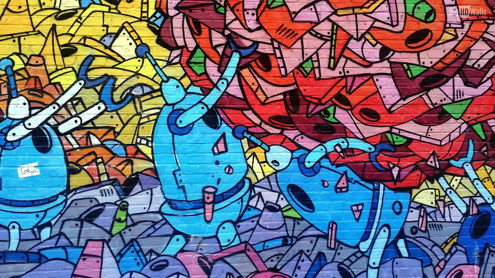 Colorful Cyborg Urban Art Background