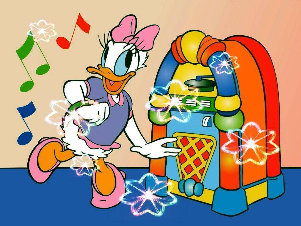 Colorful Daisy Duck And Vintage Radio Background