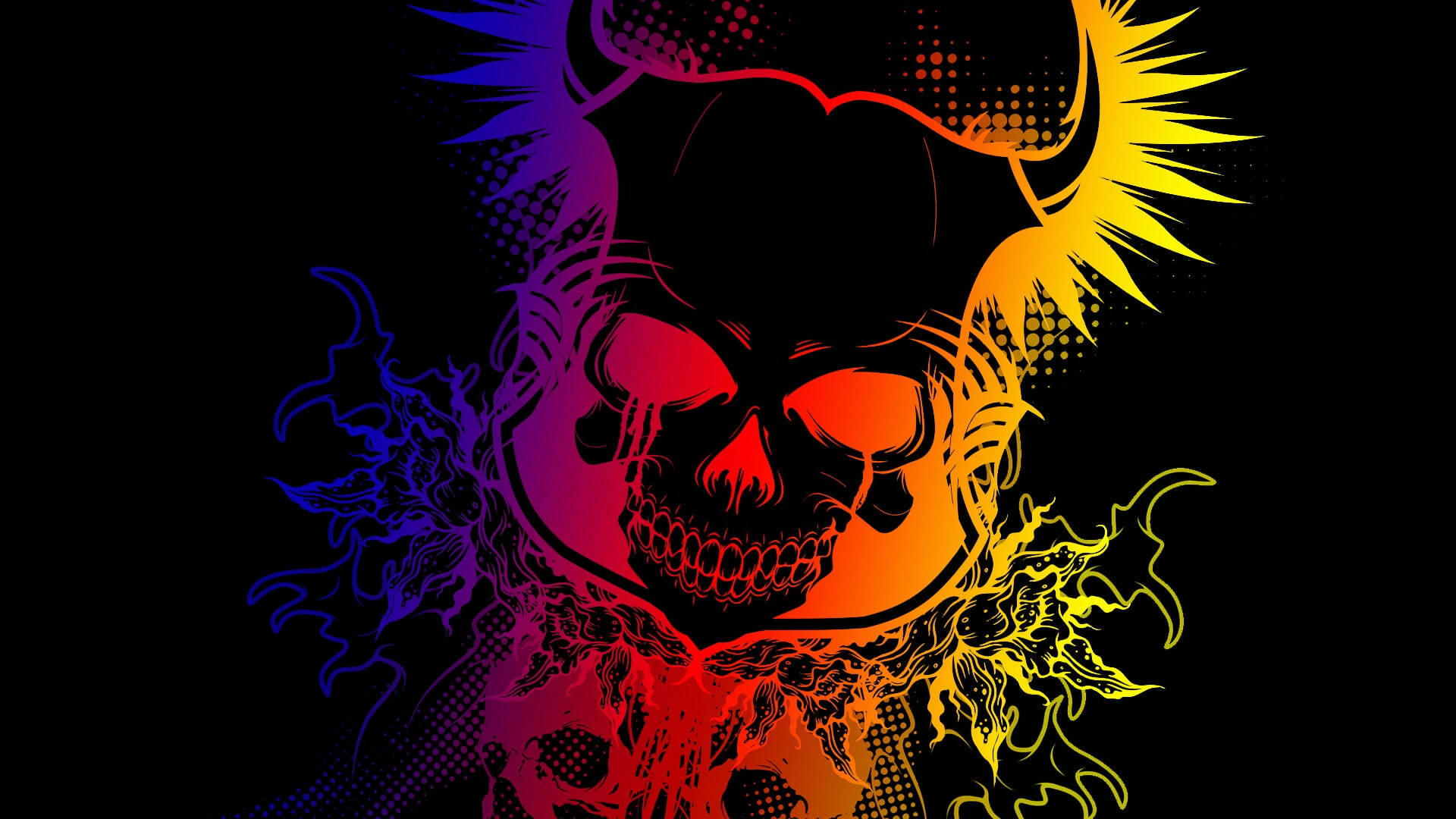 Colorful Dark Devil Skull Artwork Background