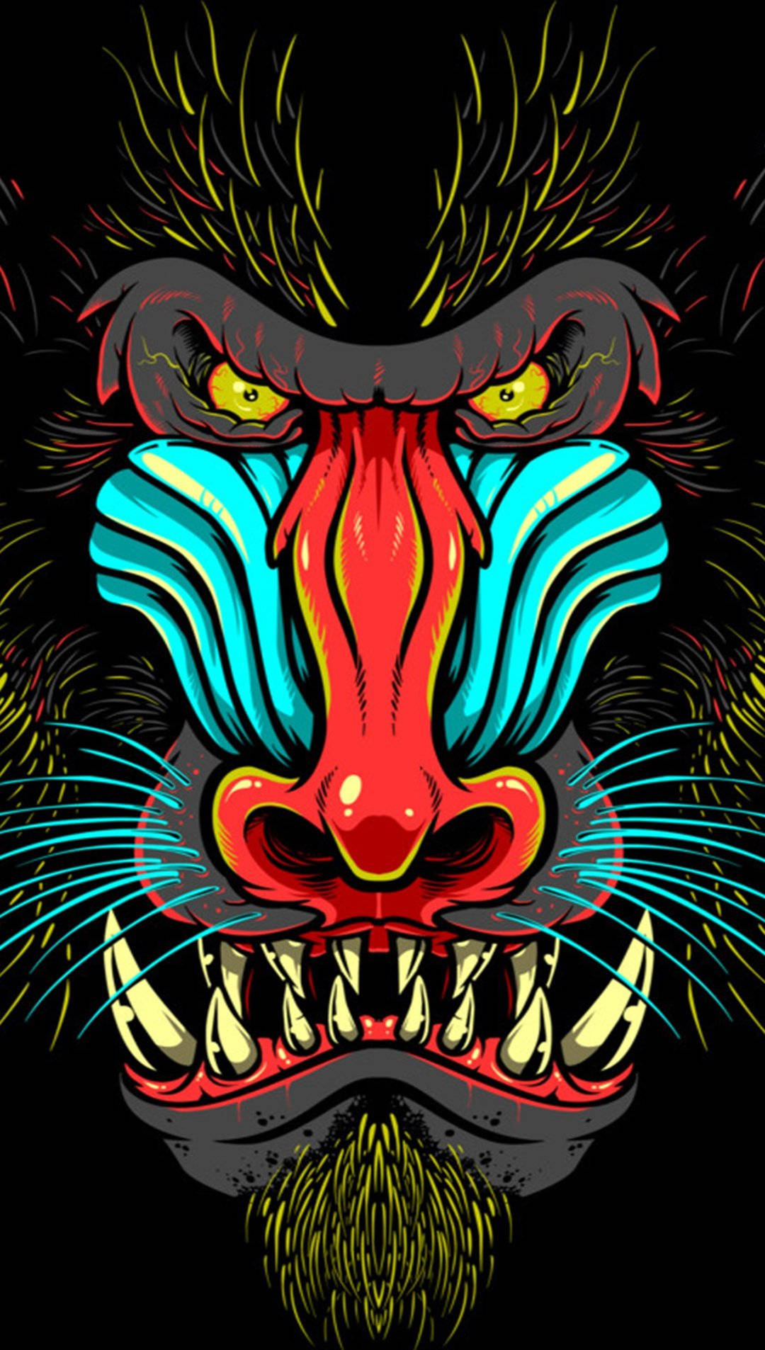 Colorful Digital Art Gorilla Iphone Background