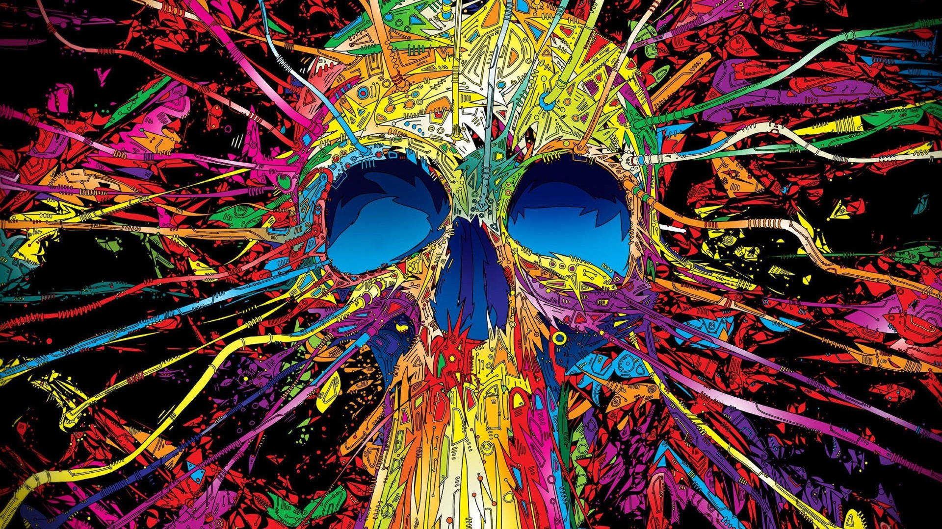Colorful Doodle Skull Background