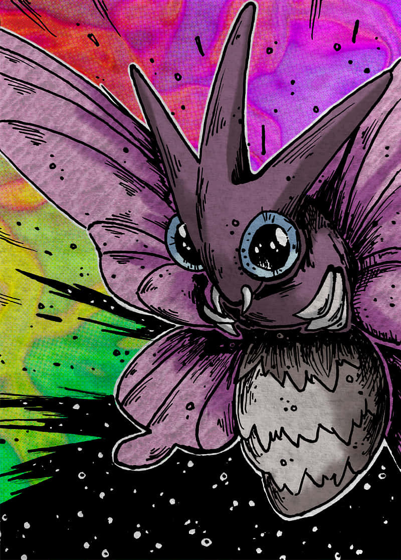 Colorful Drawing Of Venomoth Background