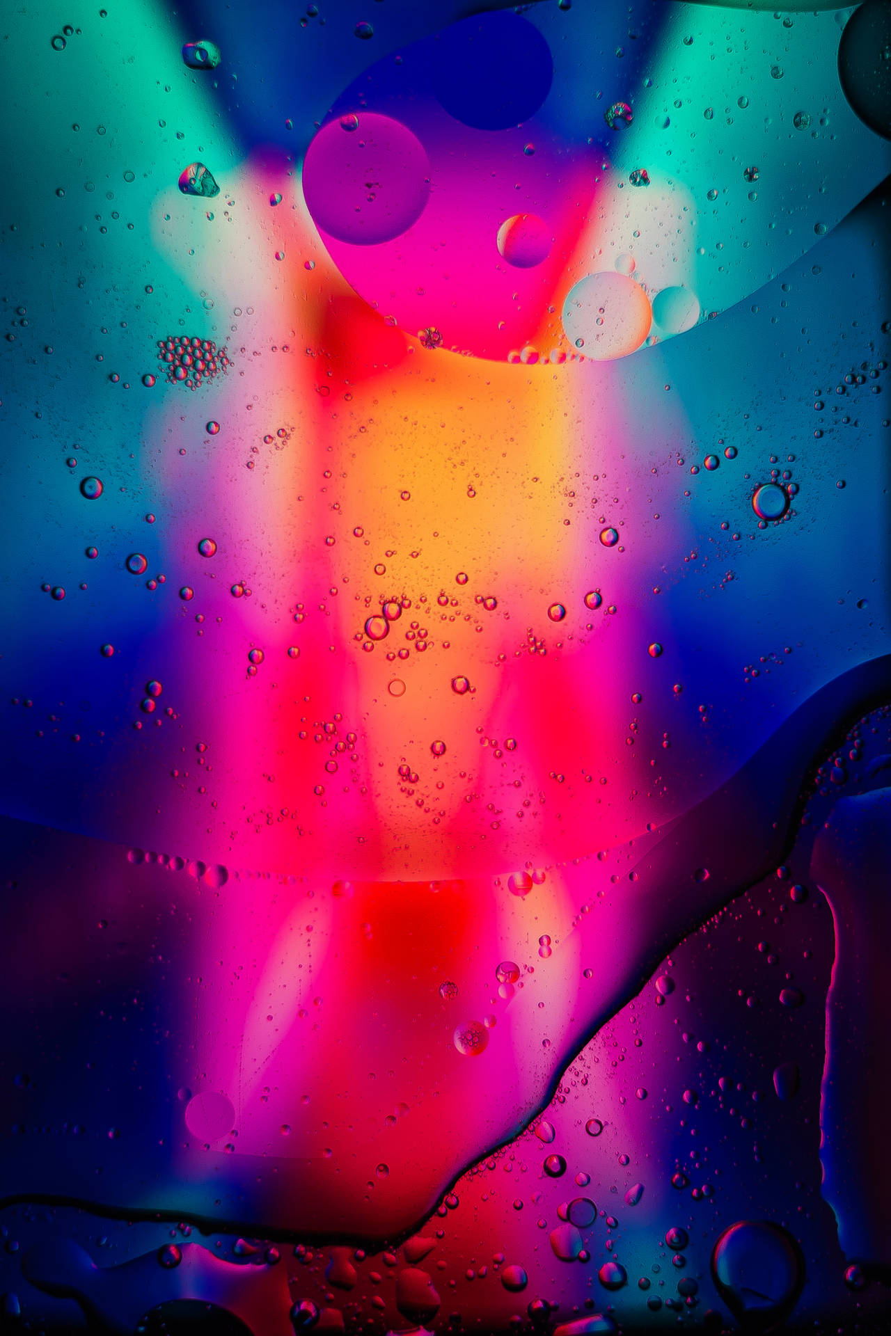 Colorful Drops In Dark Abstract Background
