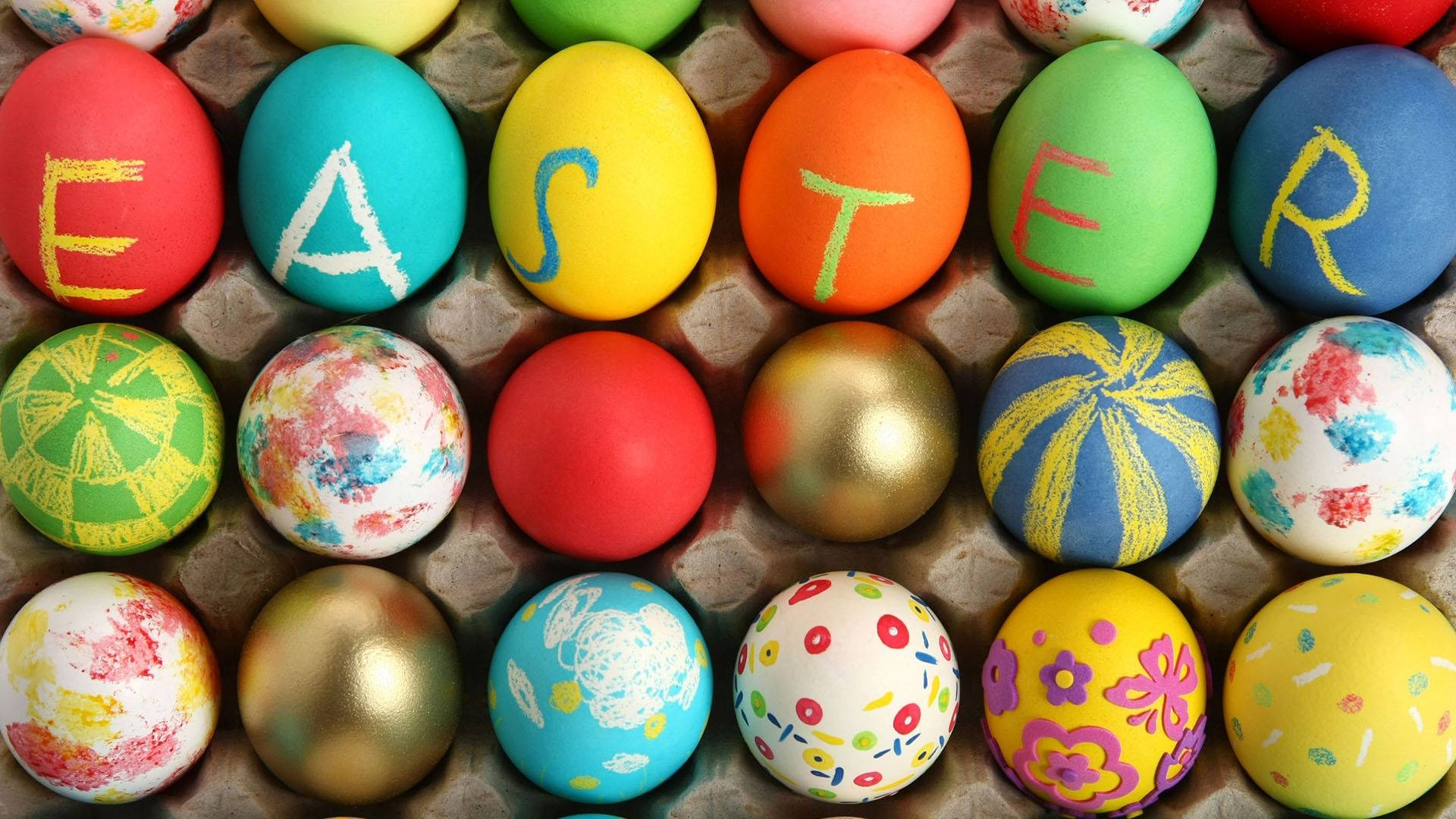 Colorful Easter Eggs Art Background