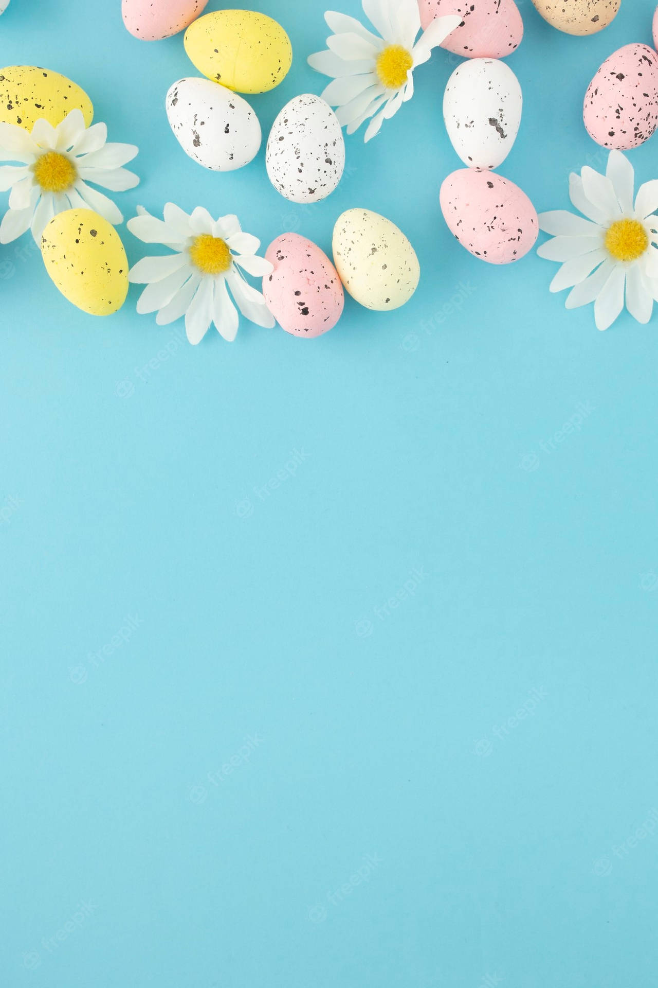 Colorful Easter Eggs On Blue Background Background