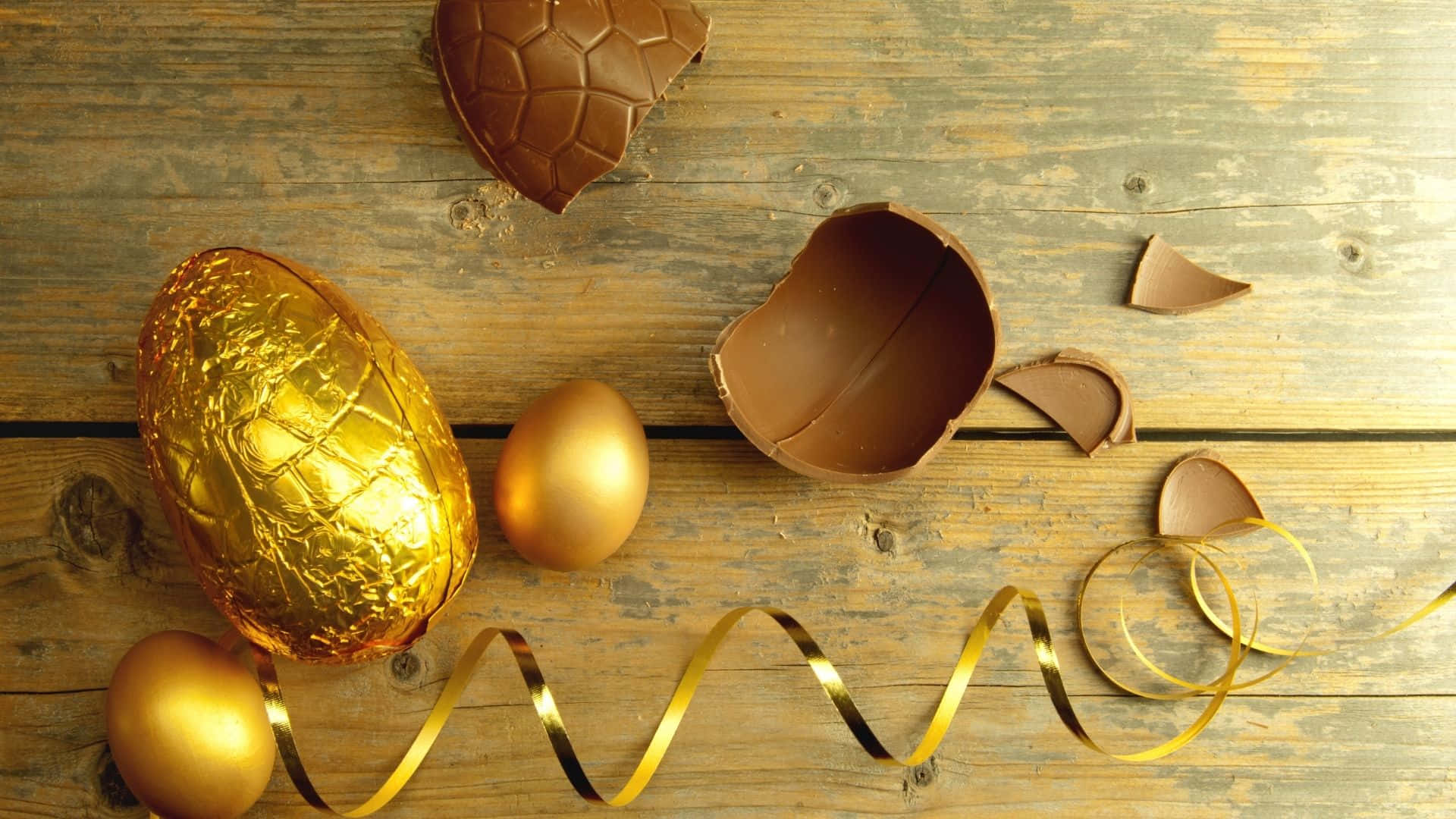 Colorful Easter Eggs Transform A Garden Of Purple Flowers Background