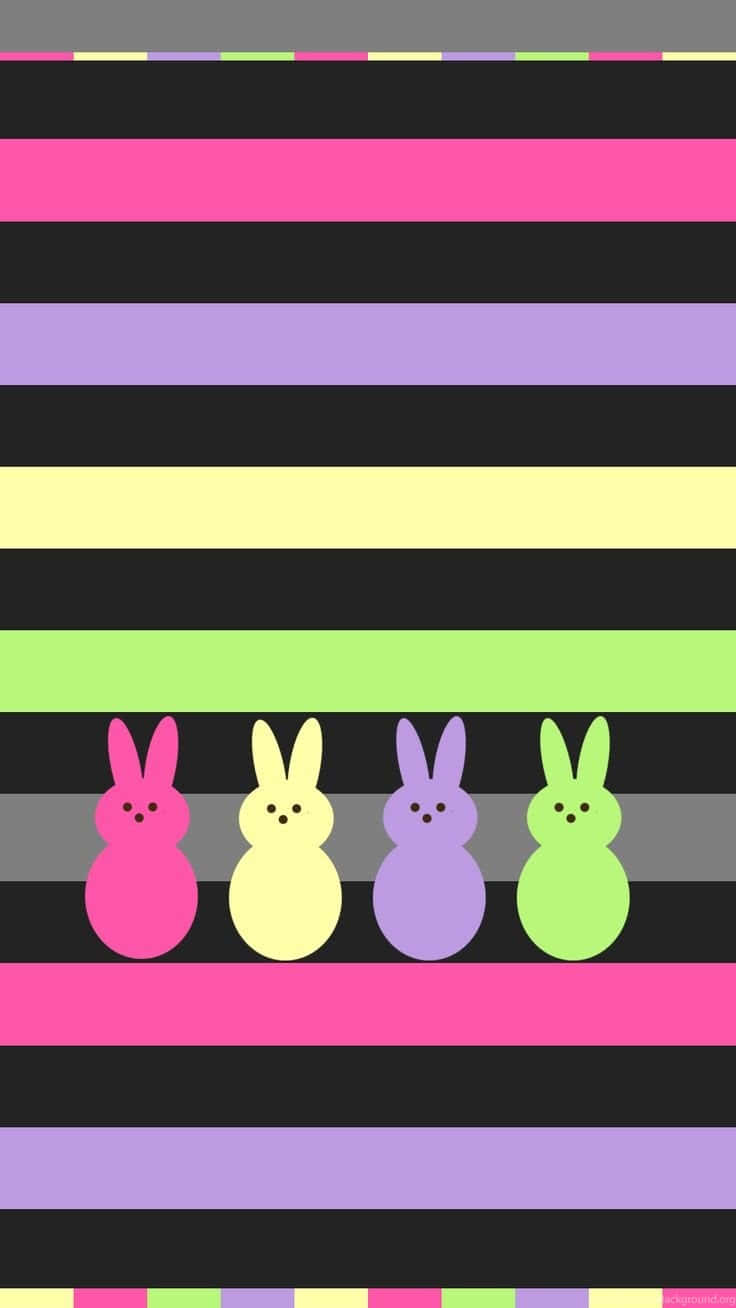 Colorful Easter Peeps Bunnies Striped Background Background