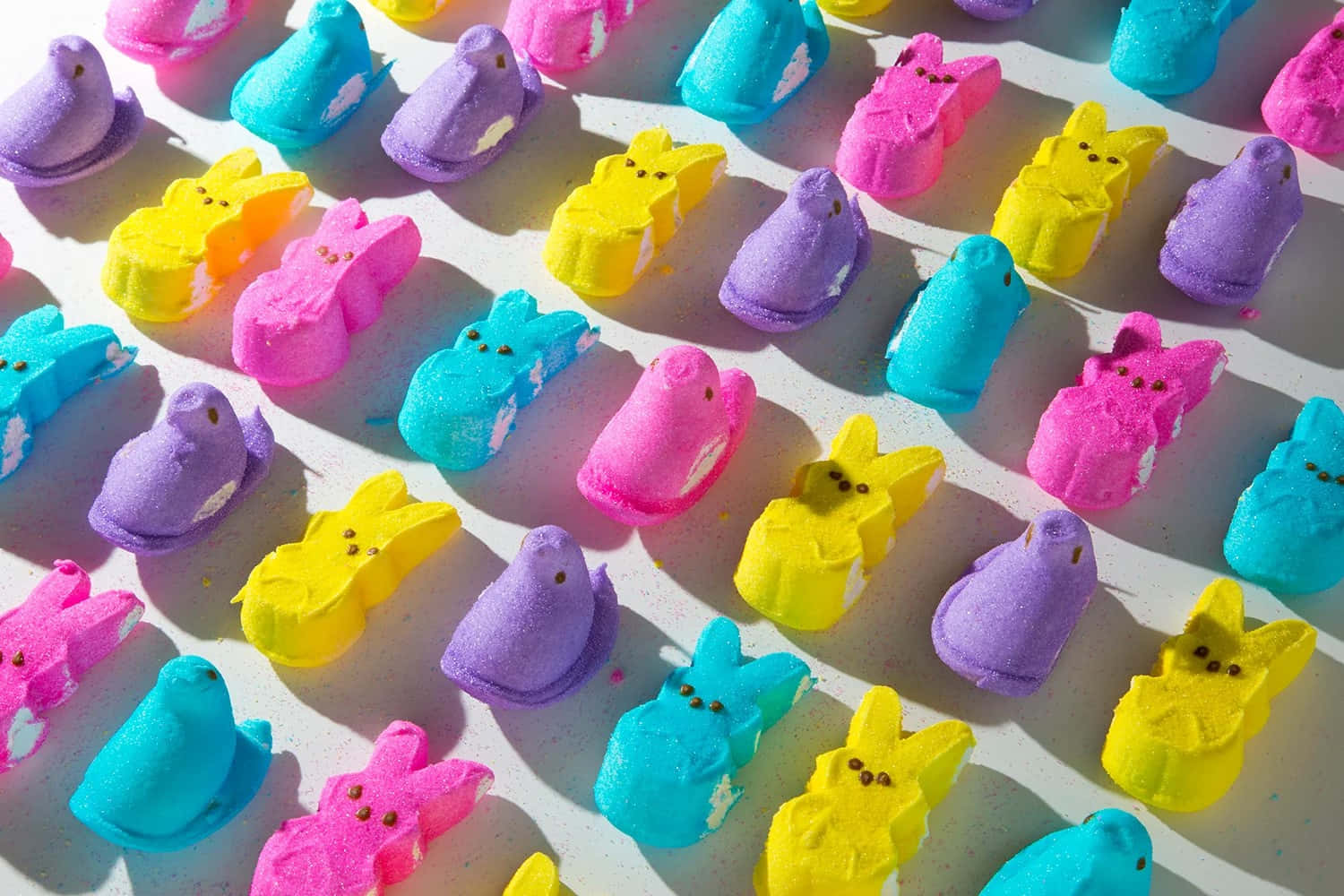 Colorful Easter Peeps Candy Array Background