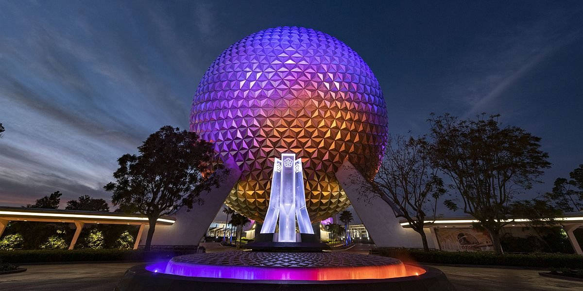 Colorful Epcot Globe With Dark Sky Background