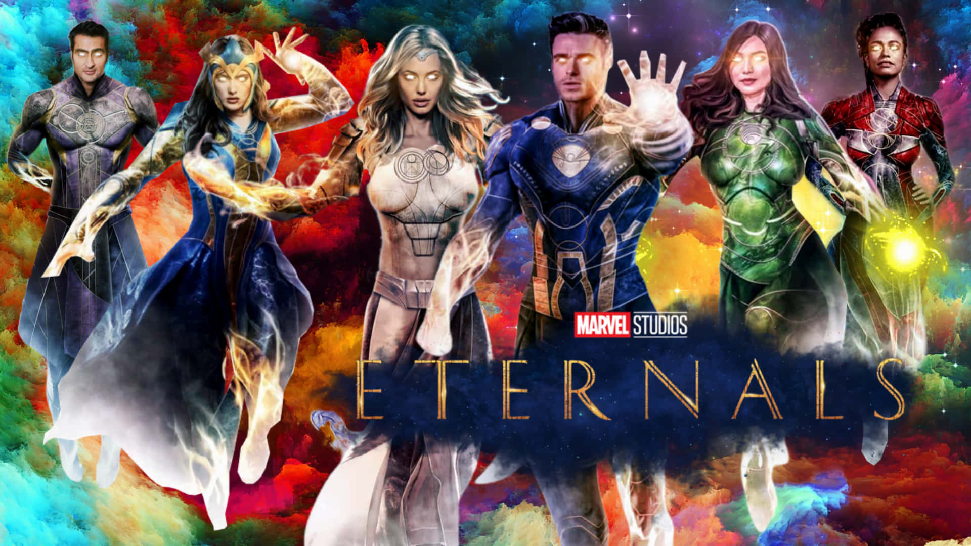 Colorful Eternals Movie Poster Background