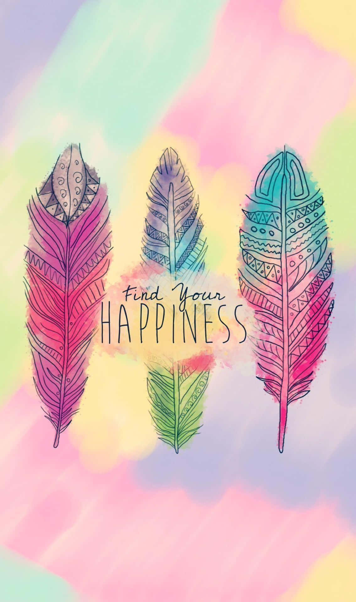 Colorful Feathers Happiness Quote Background