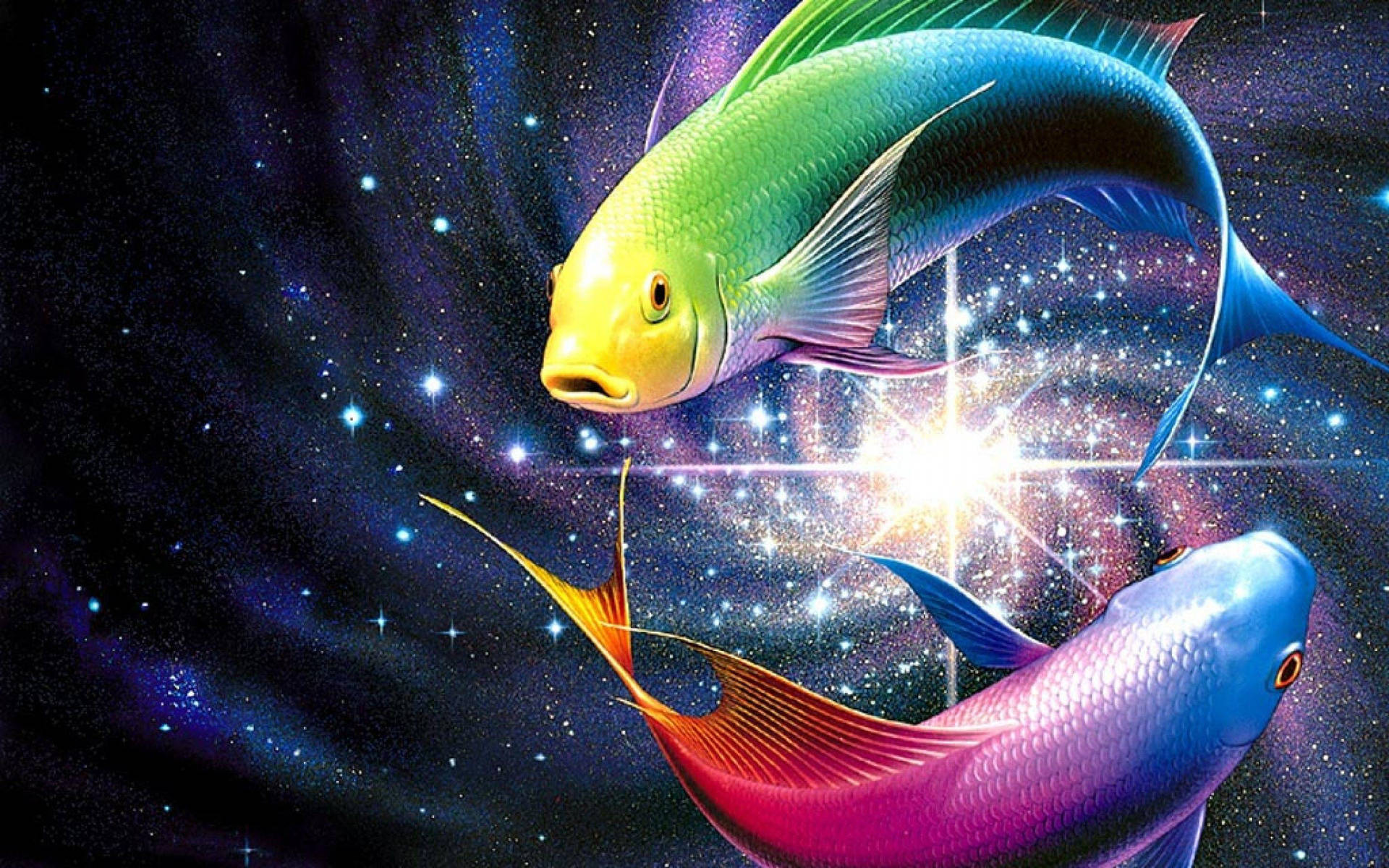 Colorful Fish Pisces Symbol Background