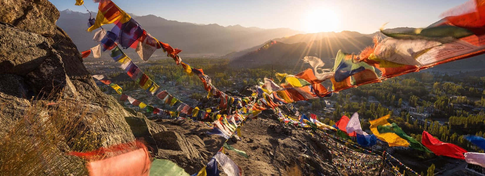 Colorful Flags Hanging In Lhasa