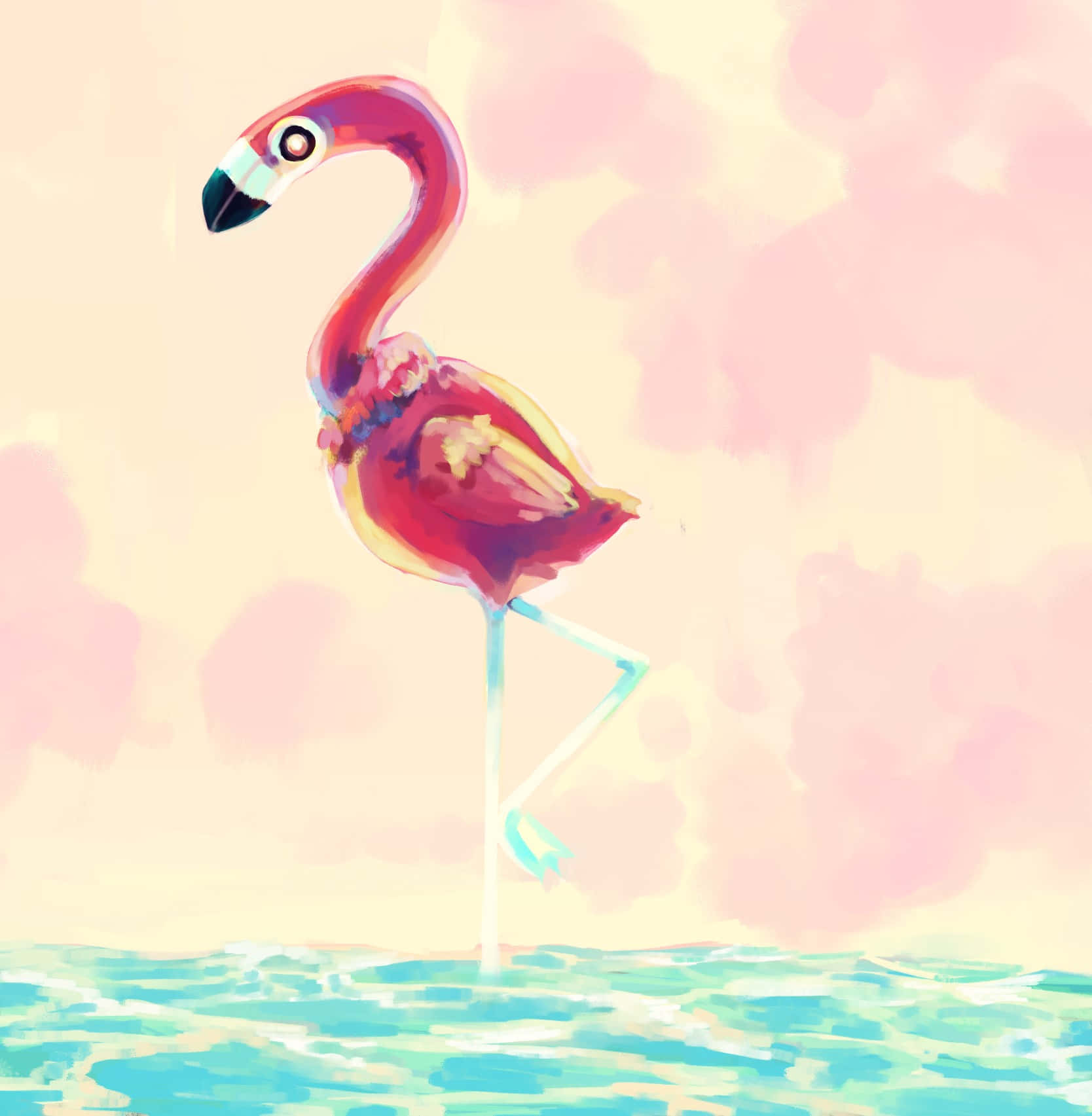 Colorful Flamingo Artwork Background