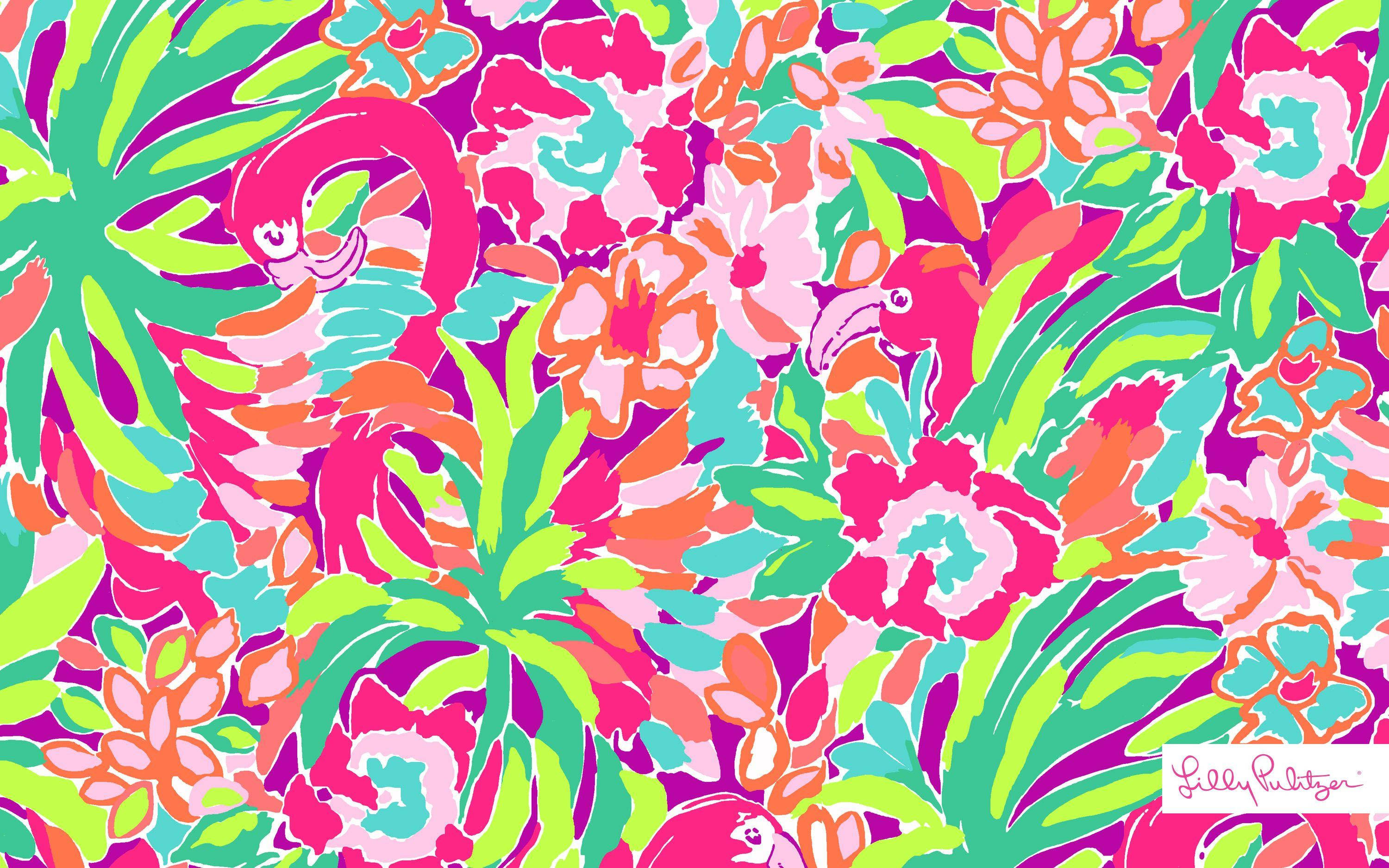 Colorful Flamingos Lilly Pulitzer Desktop Background