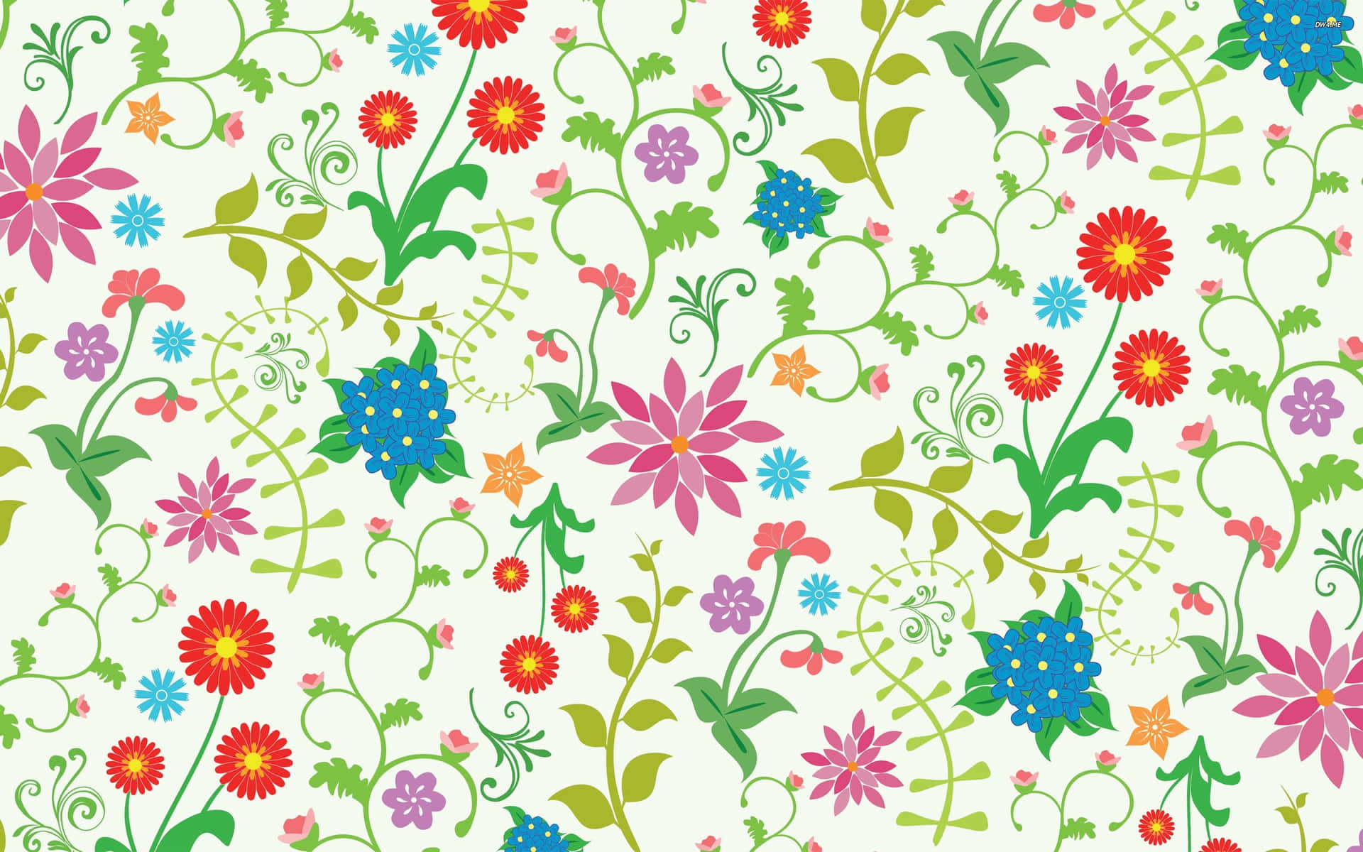 Colorful Flowers Hd Pattern Background