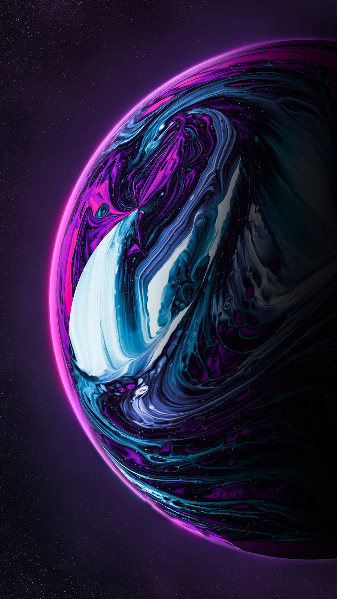 Colorful Fluid Planet Dark Purple Iphone Background