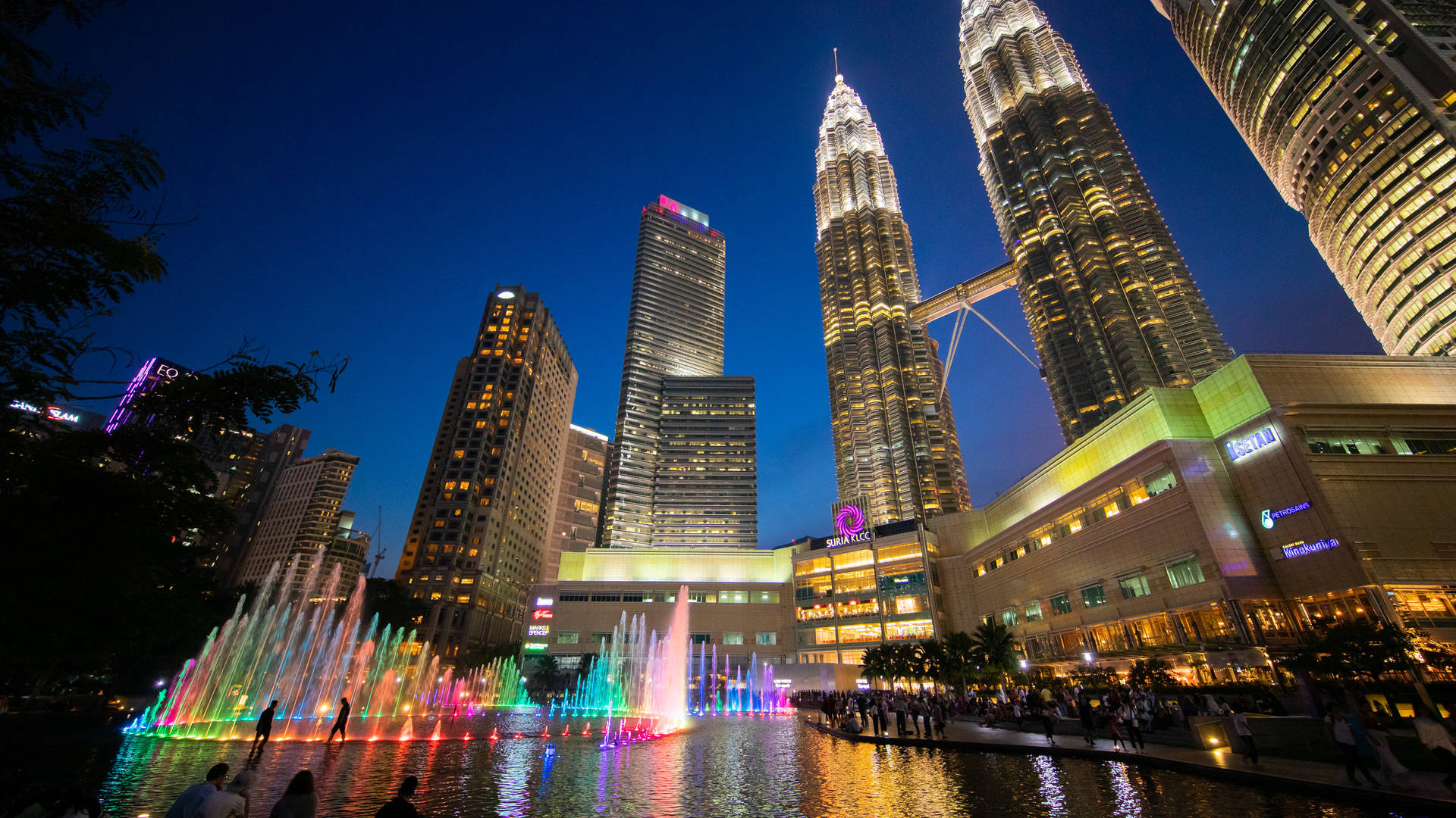 Colorful Fountain In Kuala Lumpur Background
