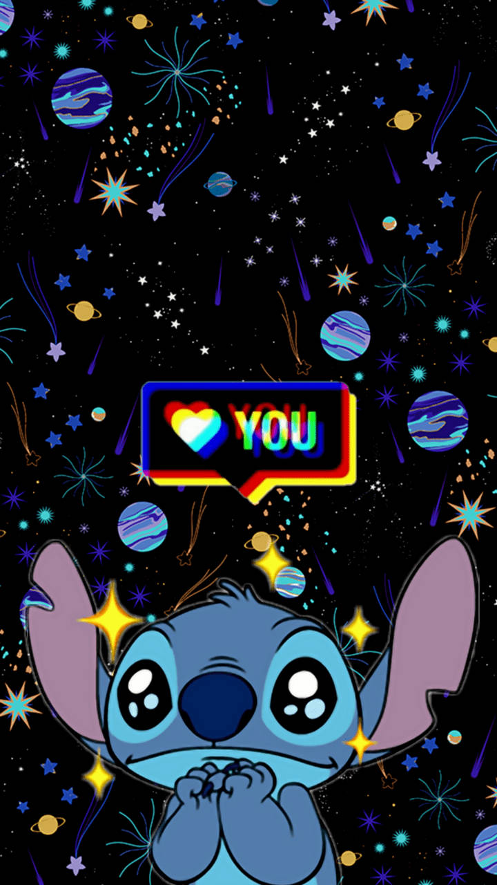 Colorful Galaxy Lilo And Stitch Iphone Background