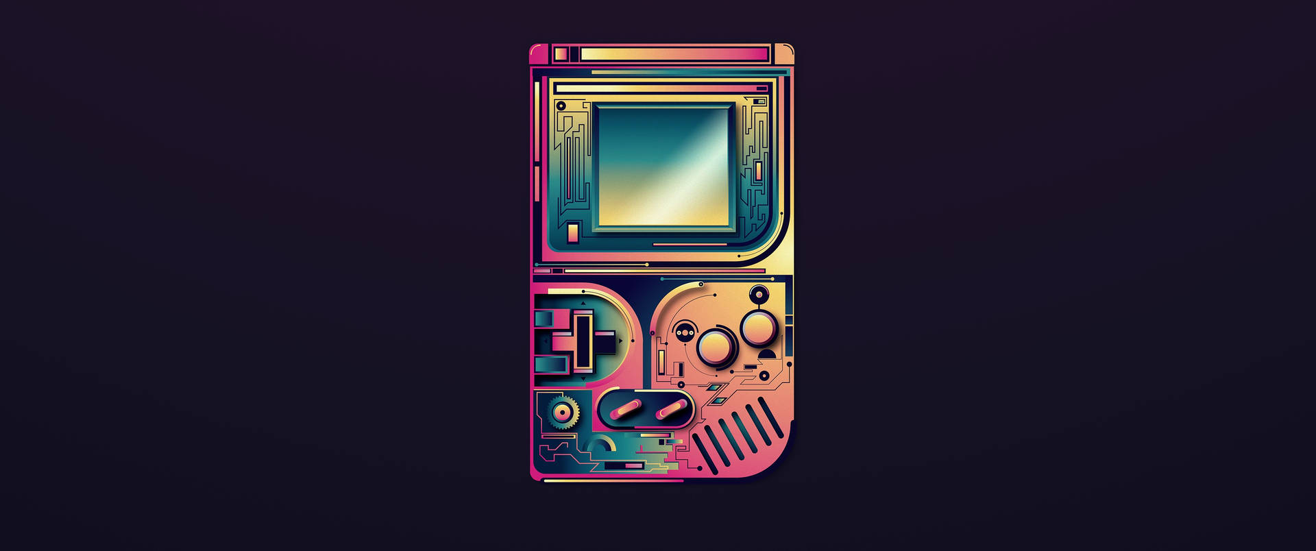 Colorful Game Boy With Visible Inner Mechanism Background