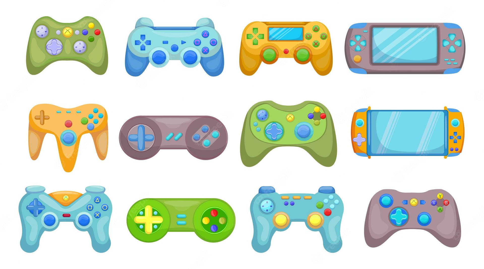 Colorful Game Controllers Background