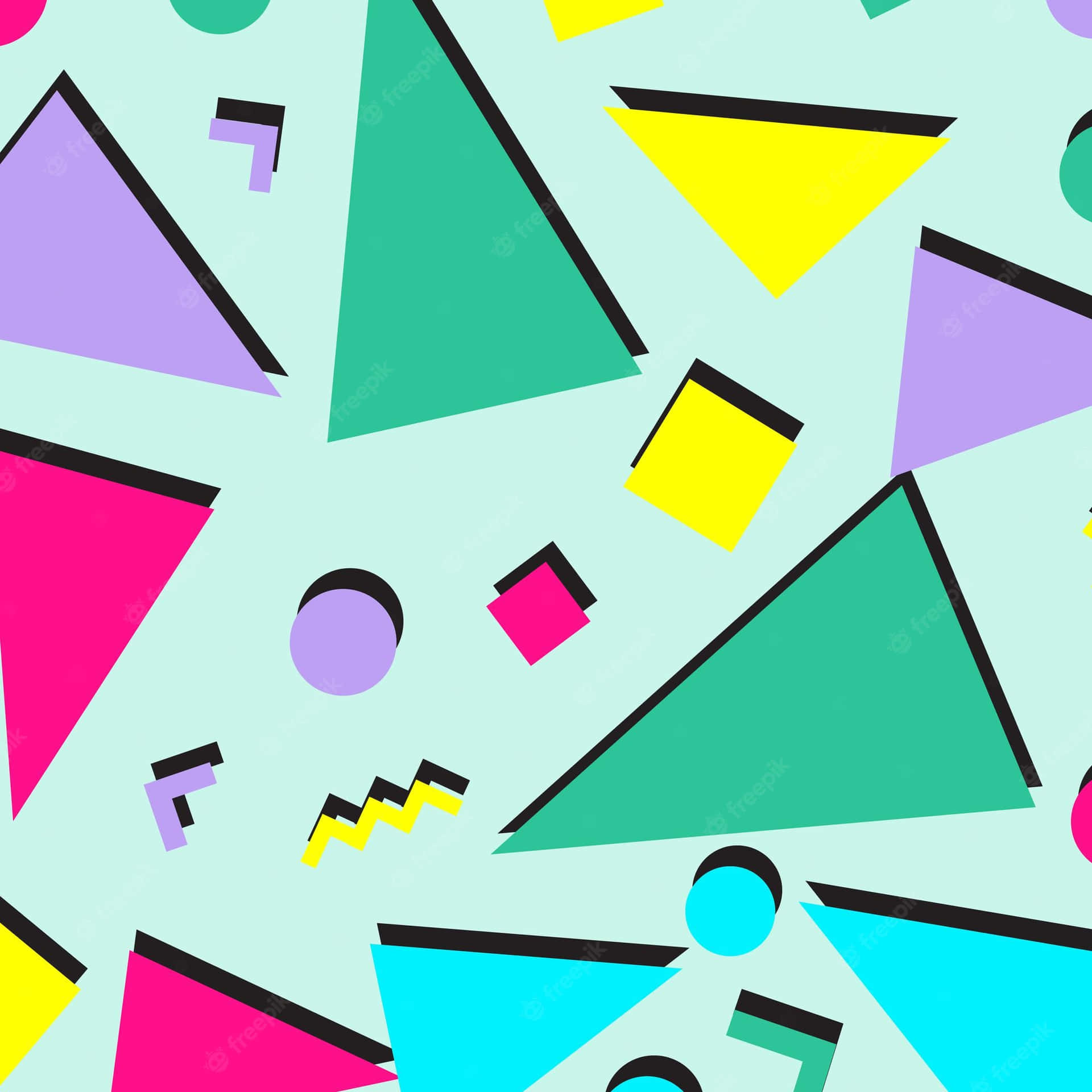 Colorful Geometric 90s Style Design Background