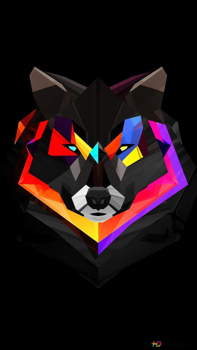 Colorful Geometric Epic Wolves Head Background